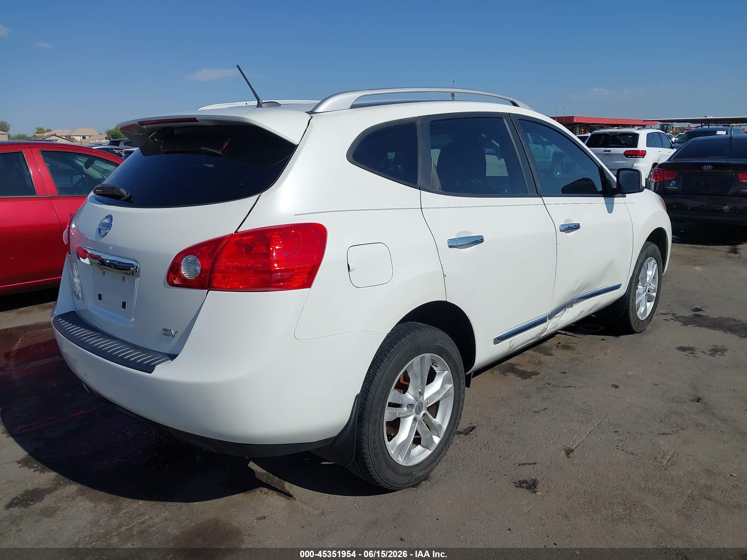 2012 Nissan Rogue Sv White vin: JN8AS5MT7CW267514