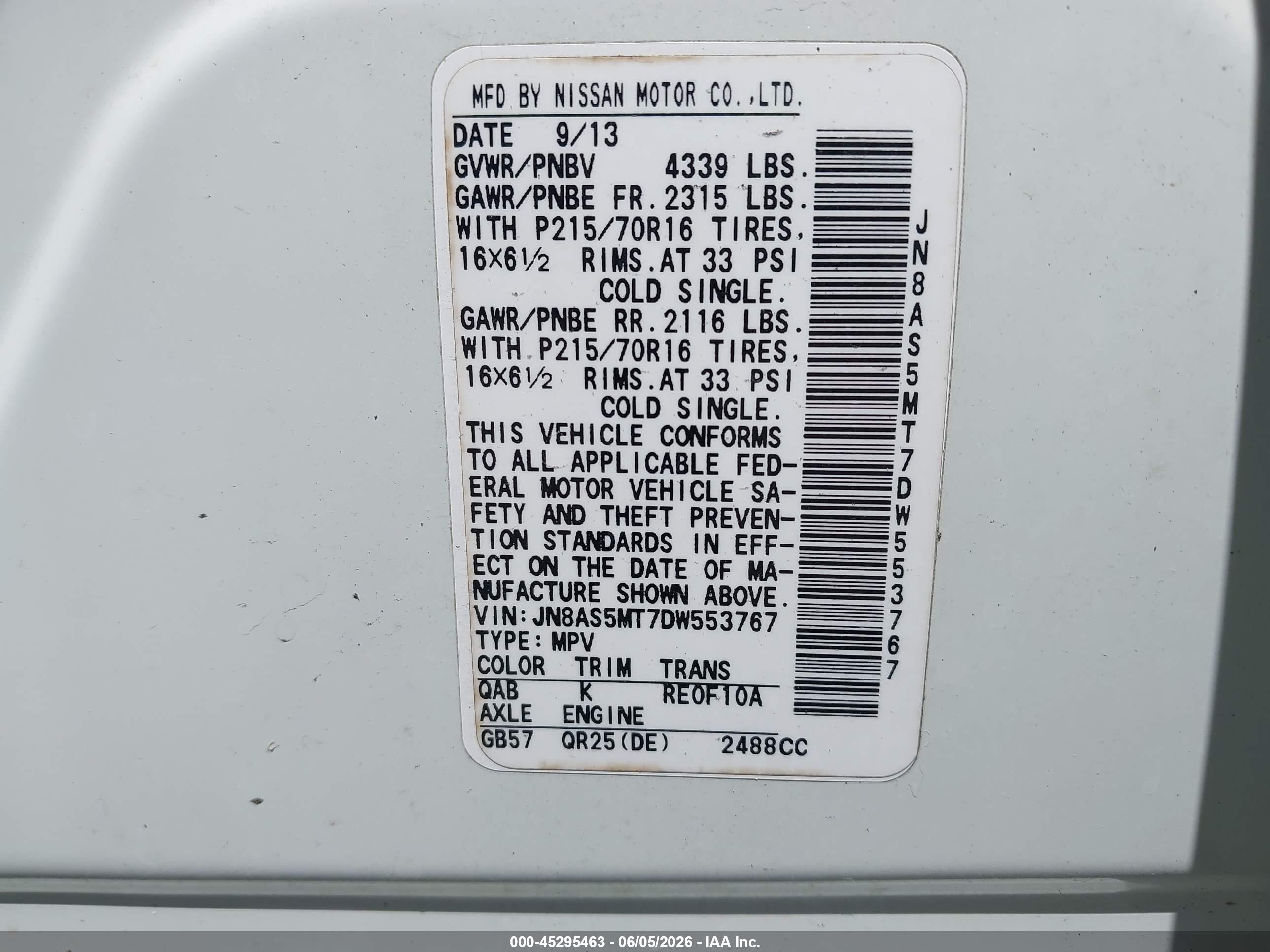 2013 Nissan Rogue S White vin: JN8AS5MT7DW553767