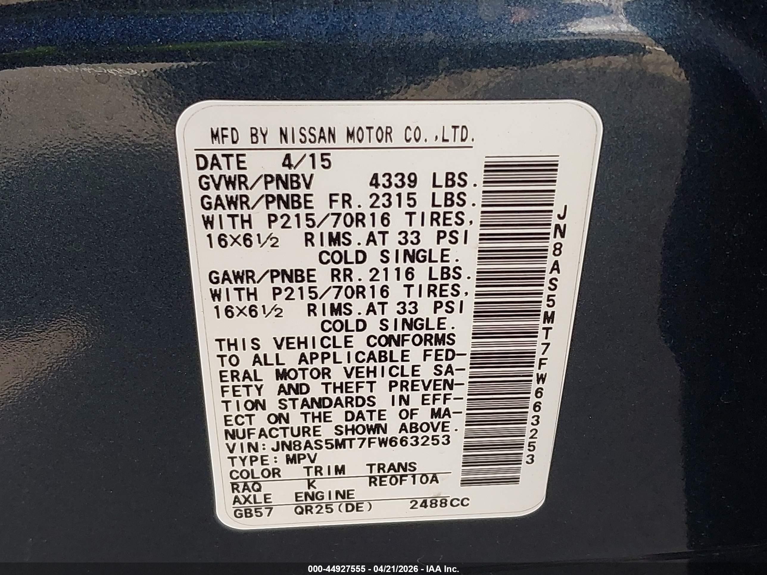 2015 Nissan Rogue Select S Gray vin: JN8AS5MT7FW663253