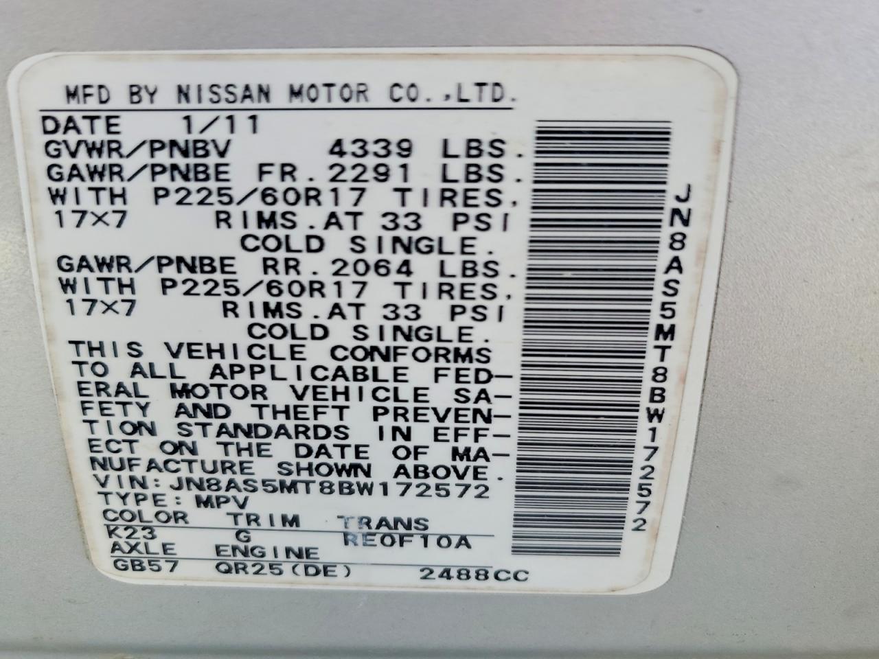 2011 Nissan Rogue S Silver vin: JN8AS5MT8BW172572