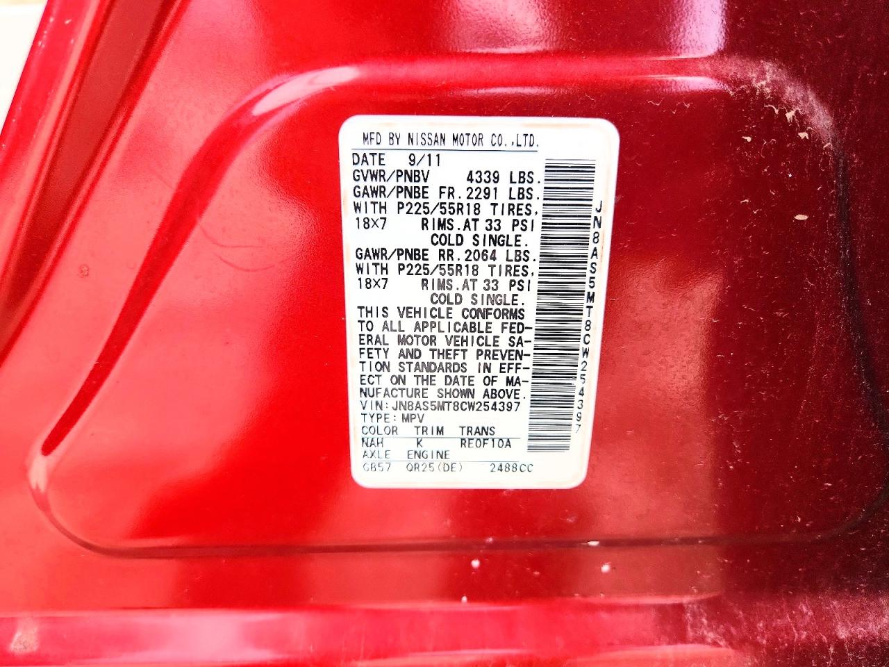 2012 Nissan Rogue S Red vin: JN8AS5MT8CW254397