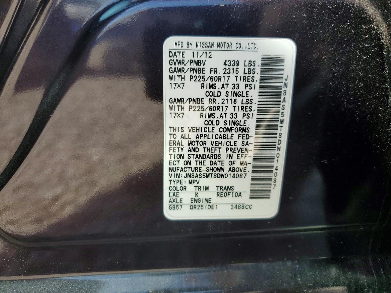 2013 Nissan Rogue S Purple vin: JN8AS5MT8DW014087