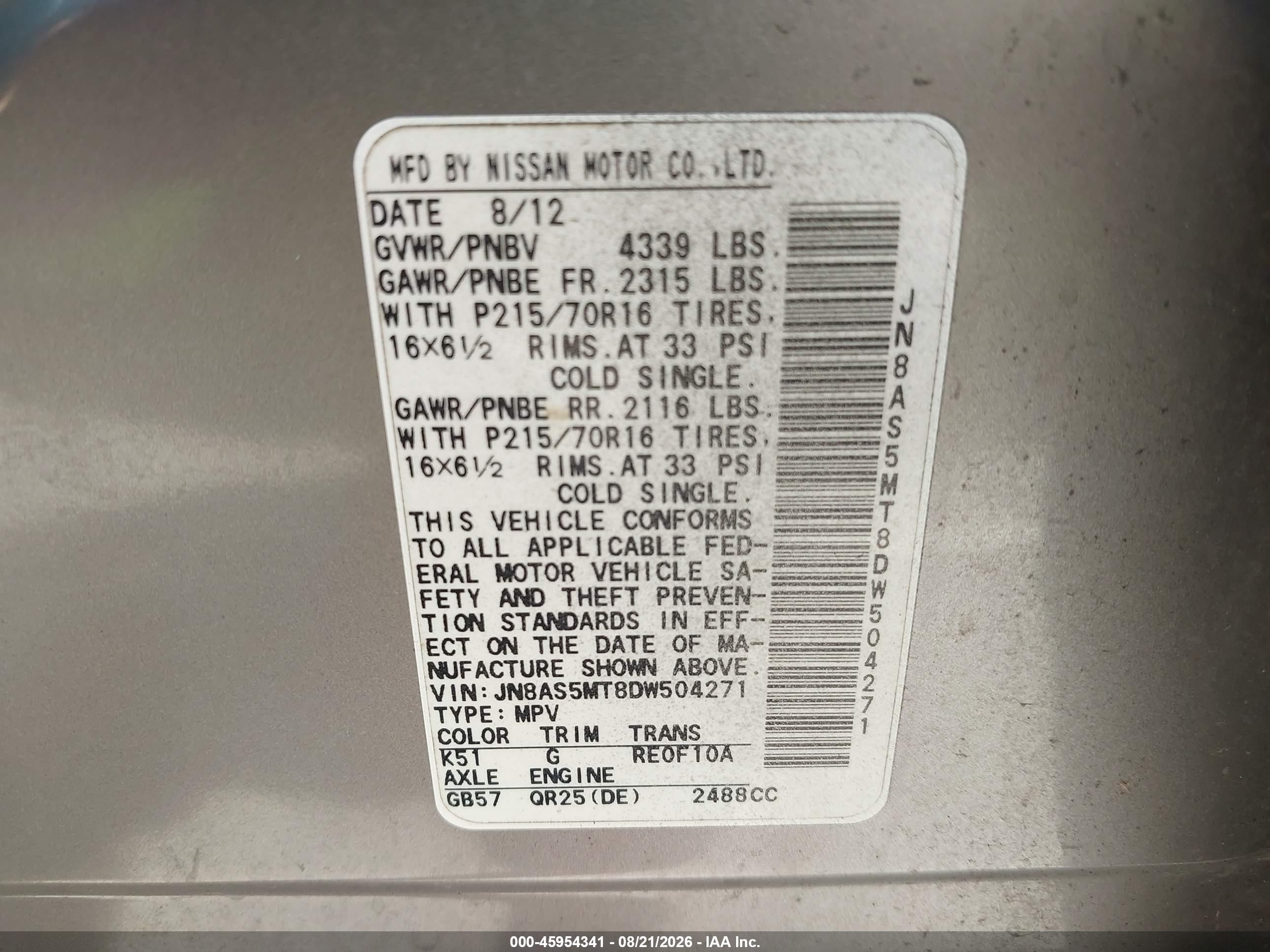 2013 Nissan Rogue S Gray vin: JN8AS5MT8DW504271