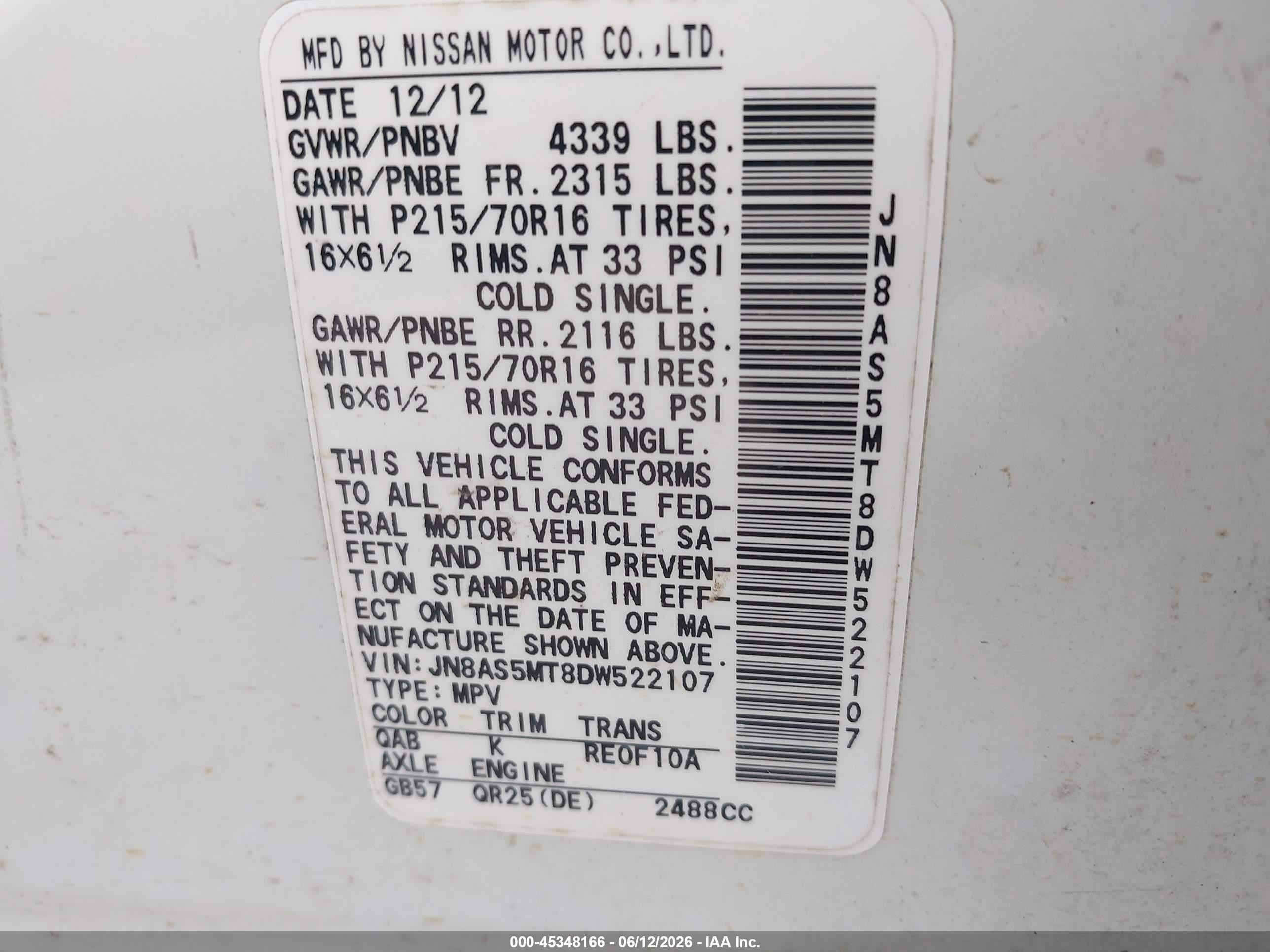 2013 Nissan Rogue S White vin: JN8AS5MT8DW522107