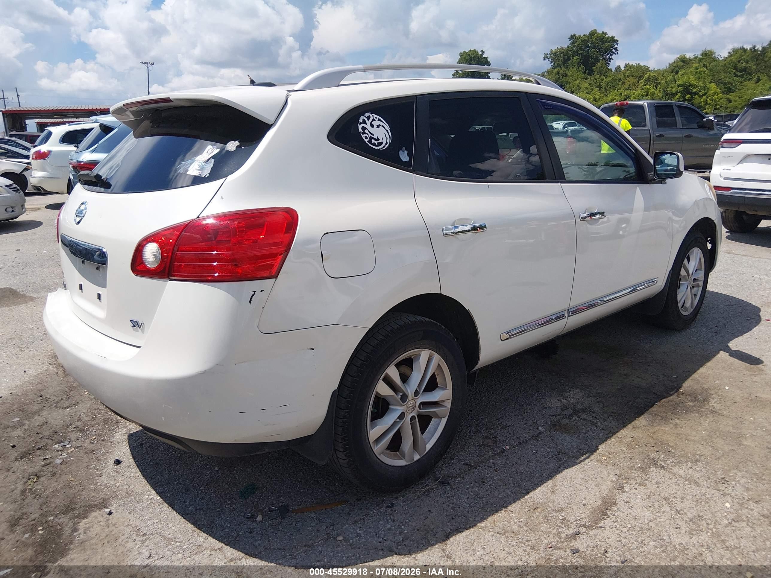2012 Nissan Rogue Sv White vin: JN8AS5MT9CW302800
