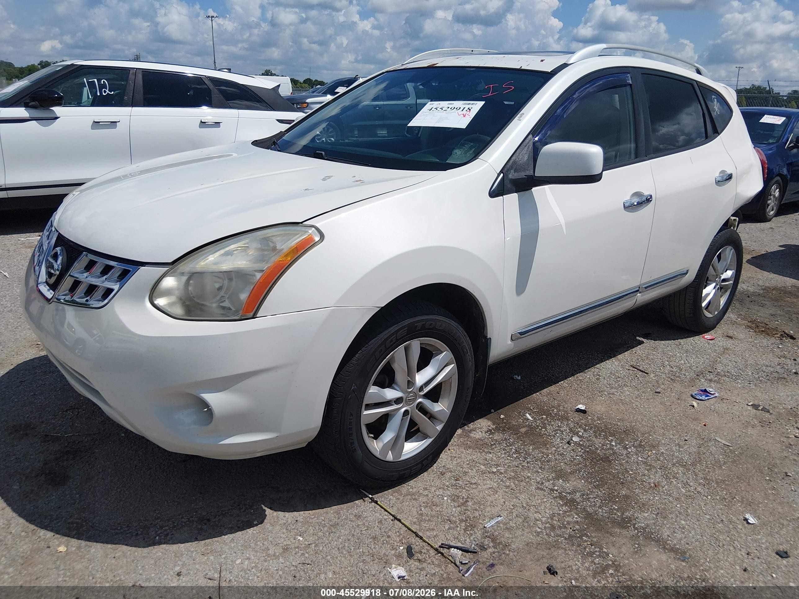2012 Nissan Rogue Sv White vin: JN8AS5MT9CW302800