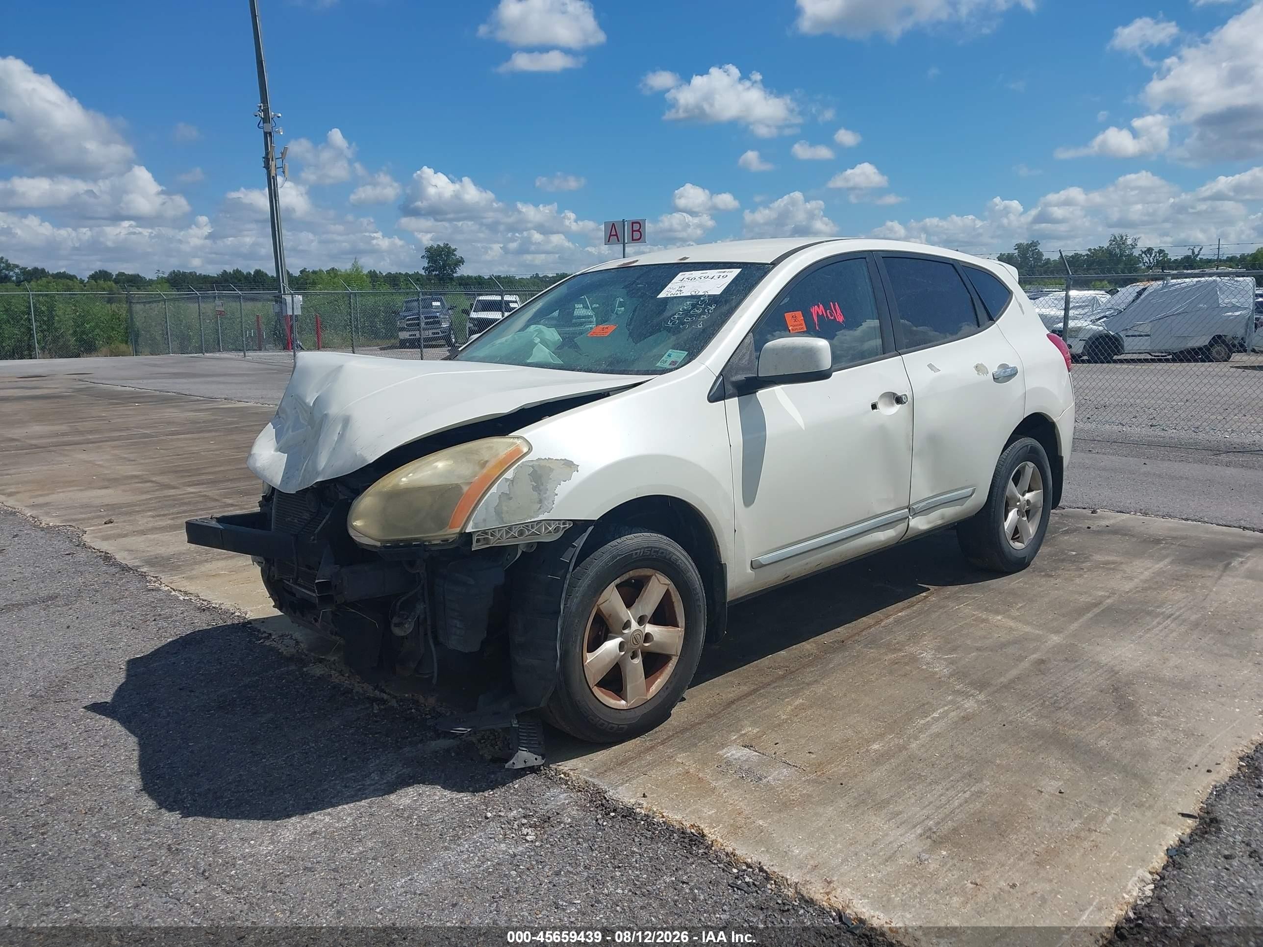 2013 Nissan Rogue S White vin: JN8AS5MT9DW520317