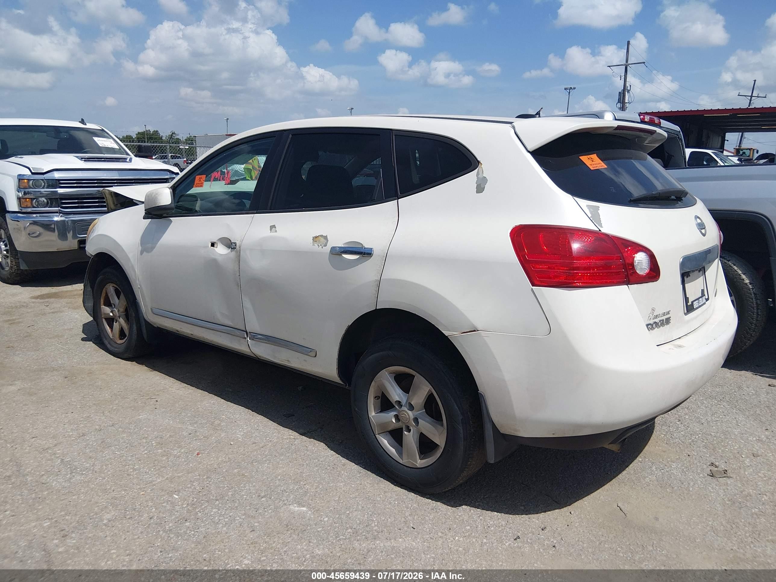 2013 Nissan Rogue S White vin: JN8AS5MT9DW520317