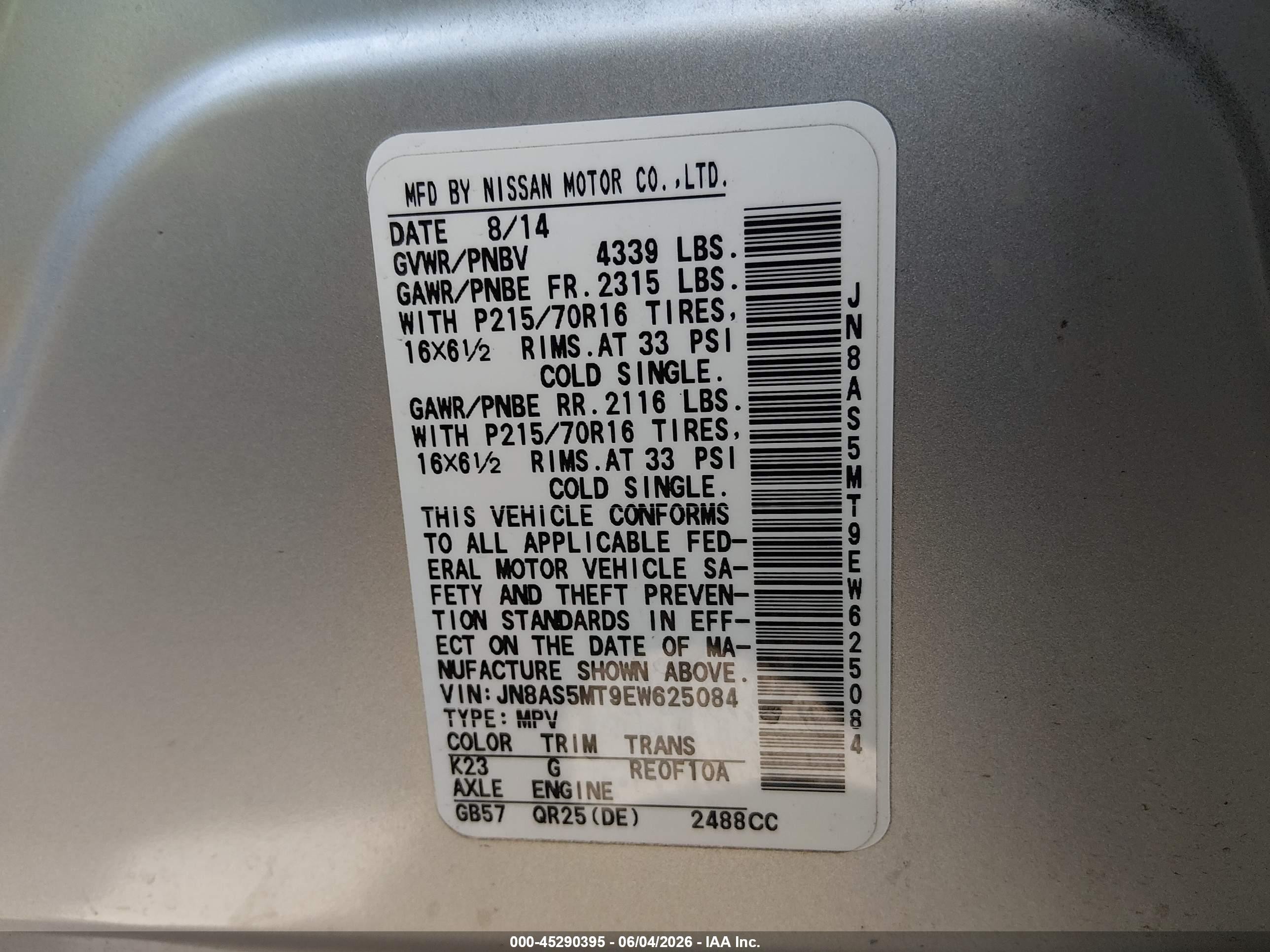2014 Nissan Rogue Select S Silver vin: JN8AS5MT9EW625084