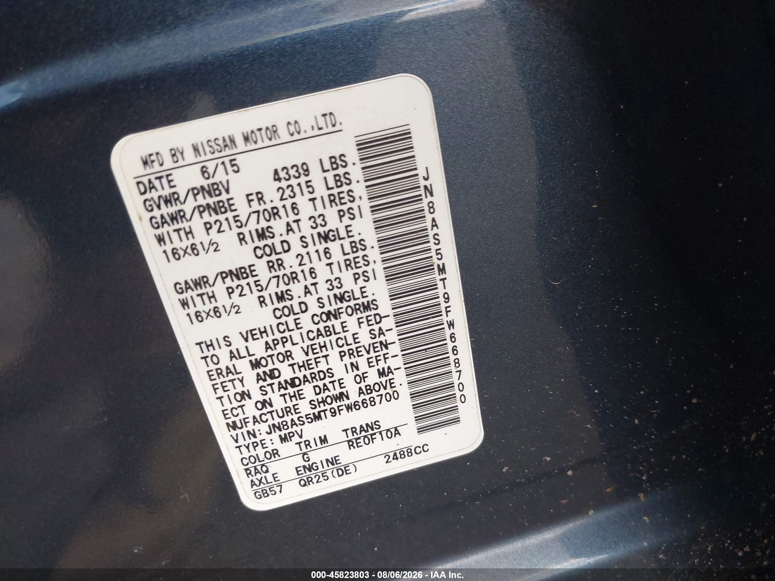 2015 Nissan Rogue Select S Blue vin: JN8AS5MT9FW668700
