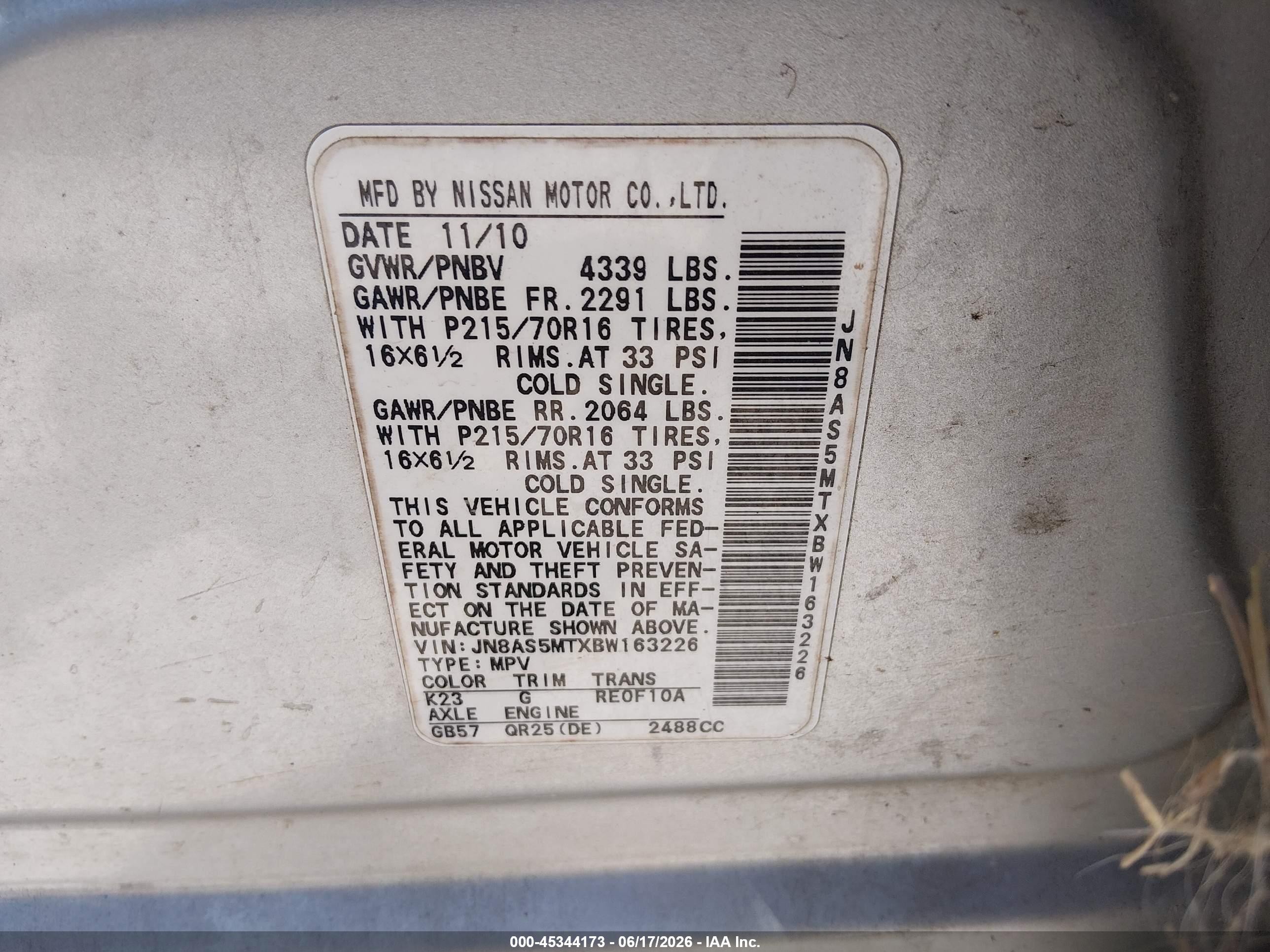 2011 Nissan Rogue S Silver vin: JN8AS5MTXBW163226