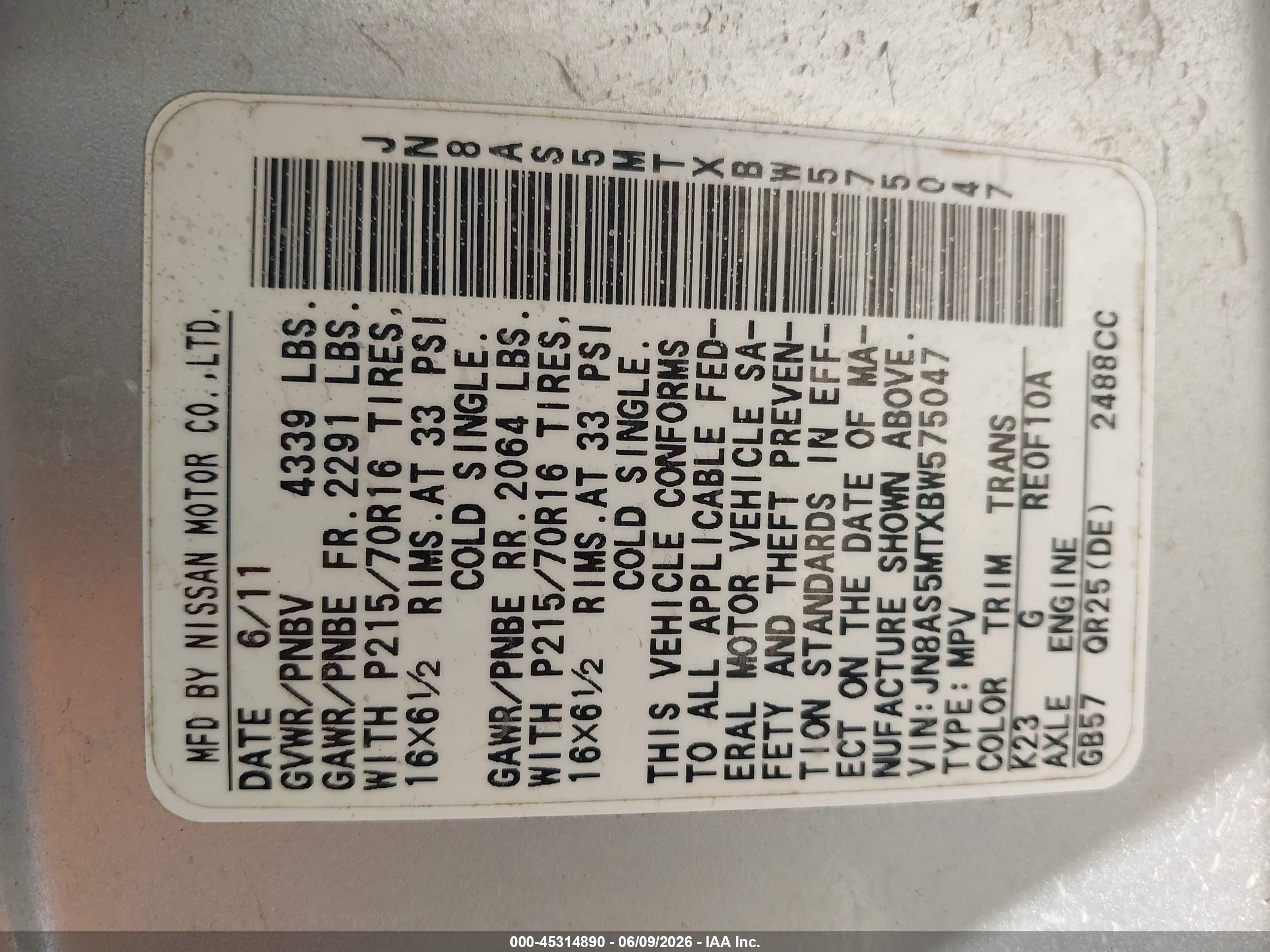 2011 Nissan Rogue S Silver vin: JN8AS5MTXBW575047