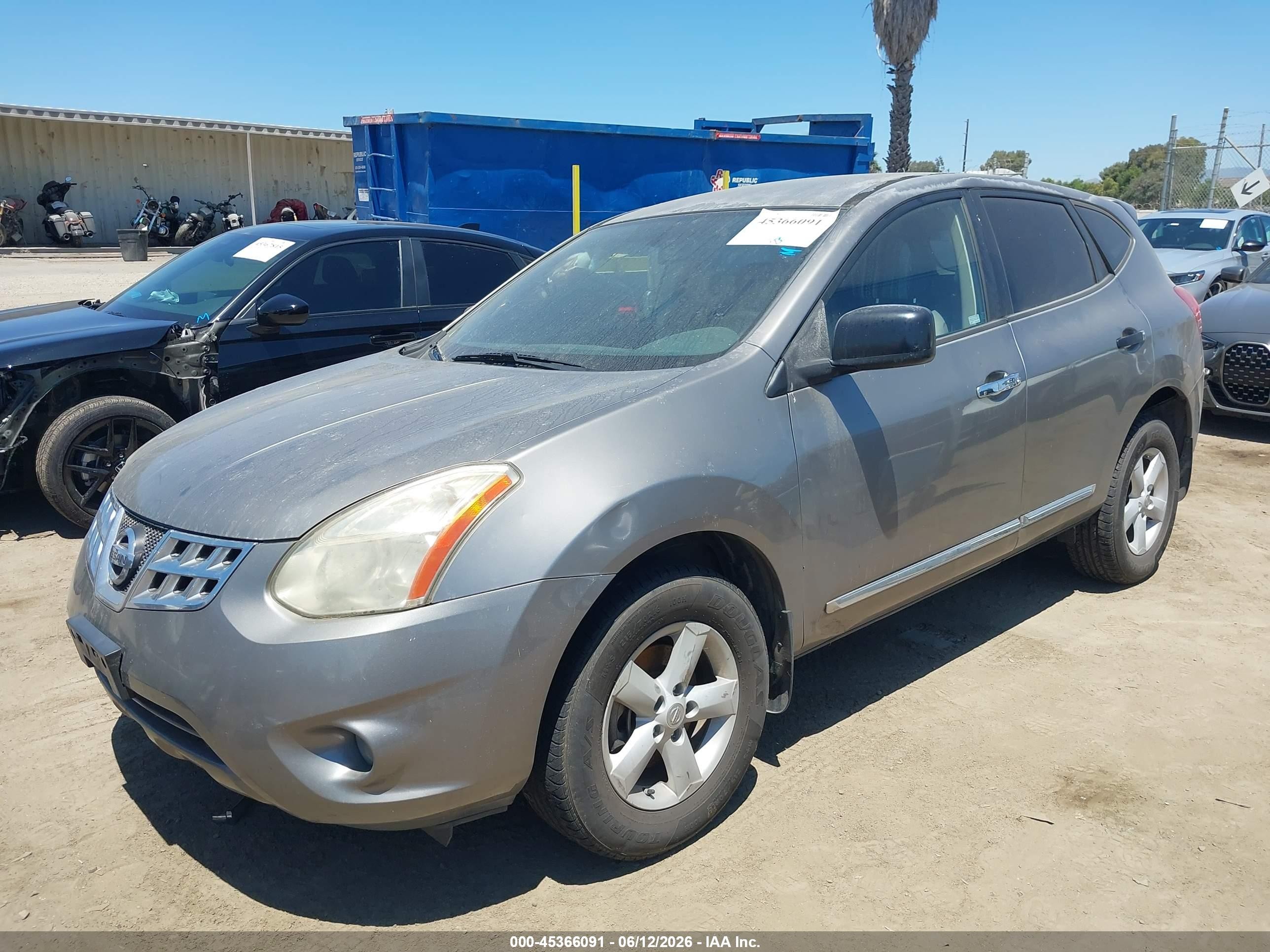 2012 Nissan Rogue S Серый vin: JN8AS5MTXCW600501
