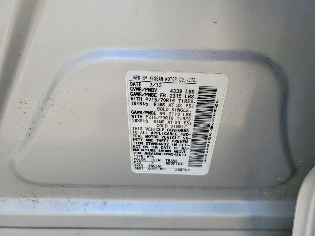 2013 Nissan Rogue S Silver vin: JN8AS5MTXDW543623