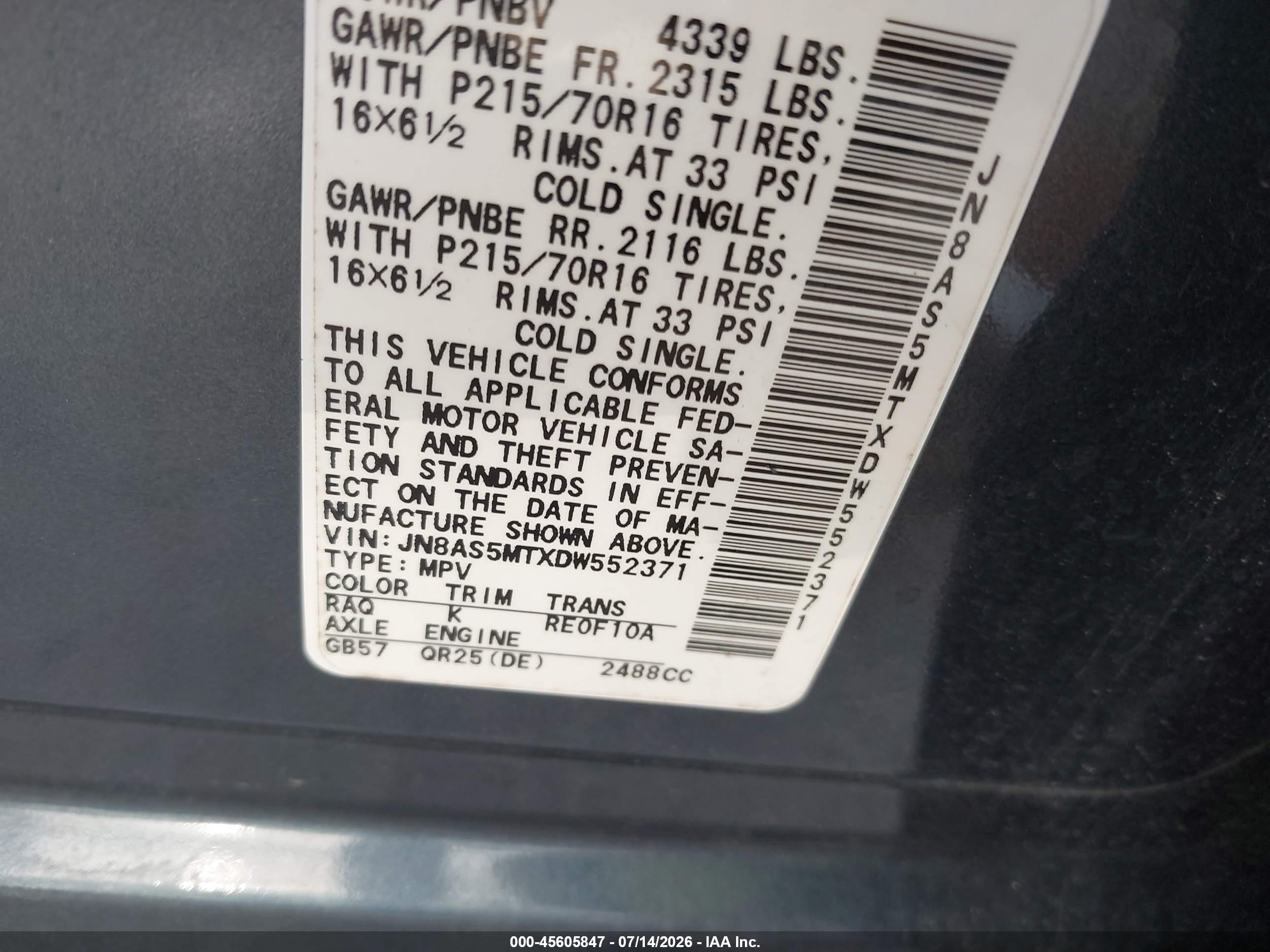2013 Nissan Rogue S Blue vin: JN8AS5MTXDW552371