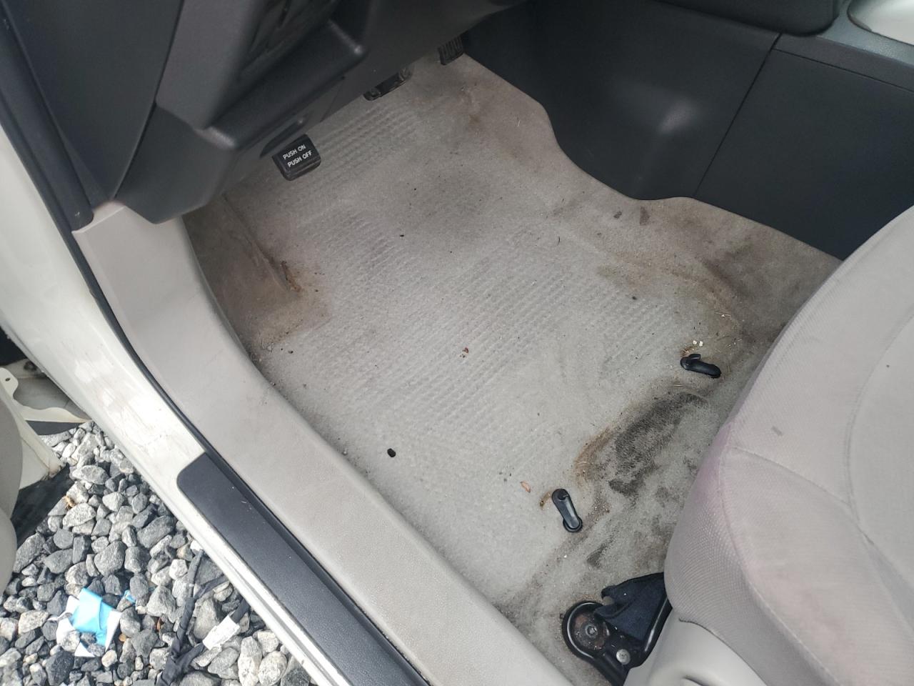 2013 Nissan Rogue S White vin: JN8AS5MTXDW554282 Damage: Left Front Carpet, Stained, Permanent