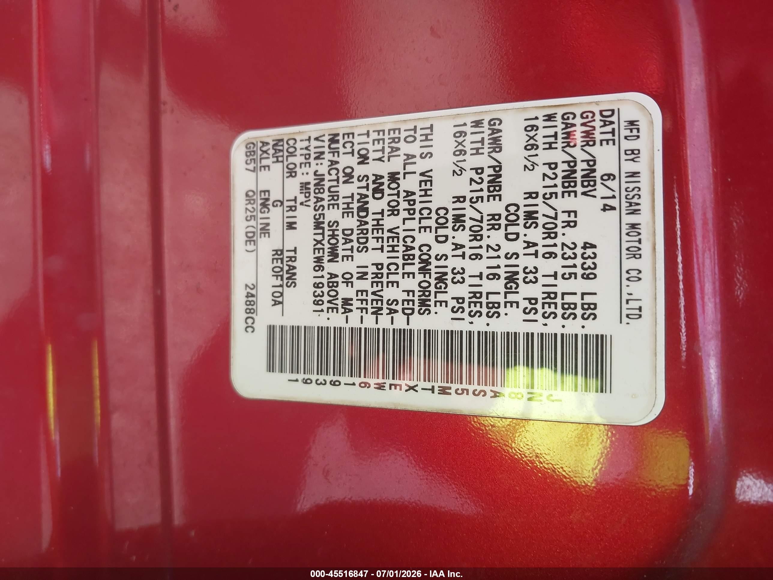 2014 Nissan Rogue Select S Red vin: JN8AS5MTXEW619391
