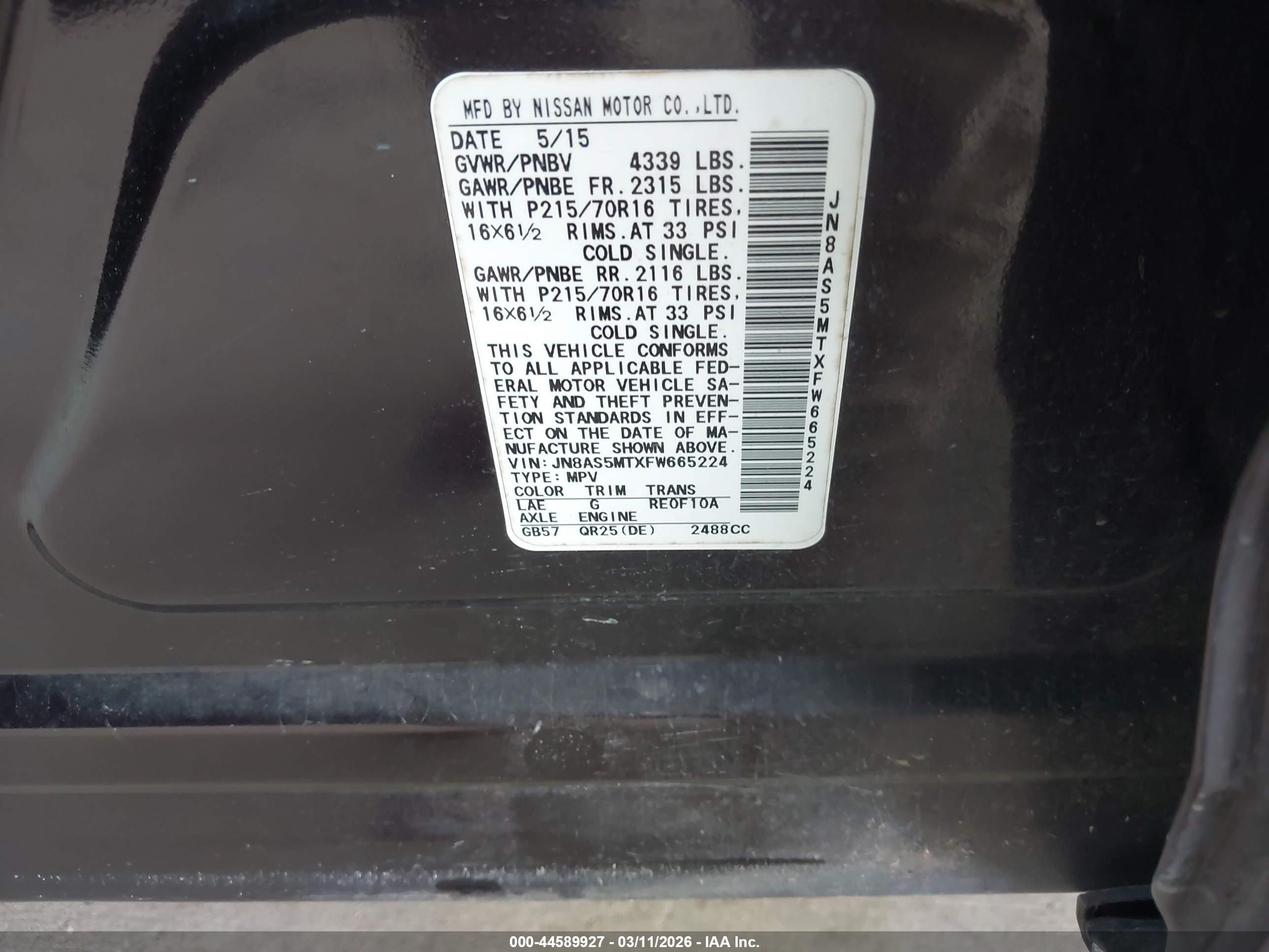 2015 Nissan Rogue Select S Purple vin: JN8AS5MTXFW665224