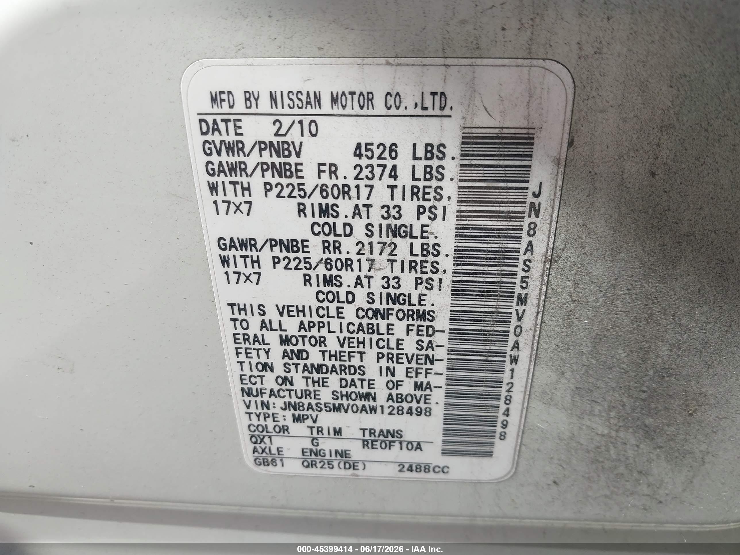 2010 Nissan Rogue Sl White vin: JN8AS5MV0AW128498