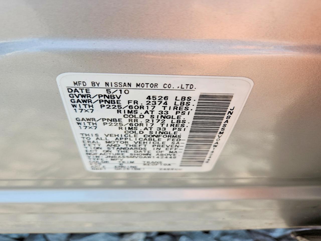 2010 Nissan Rogue S Silver vin: JN8AS5MV0AW142448