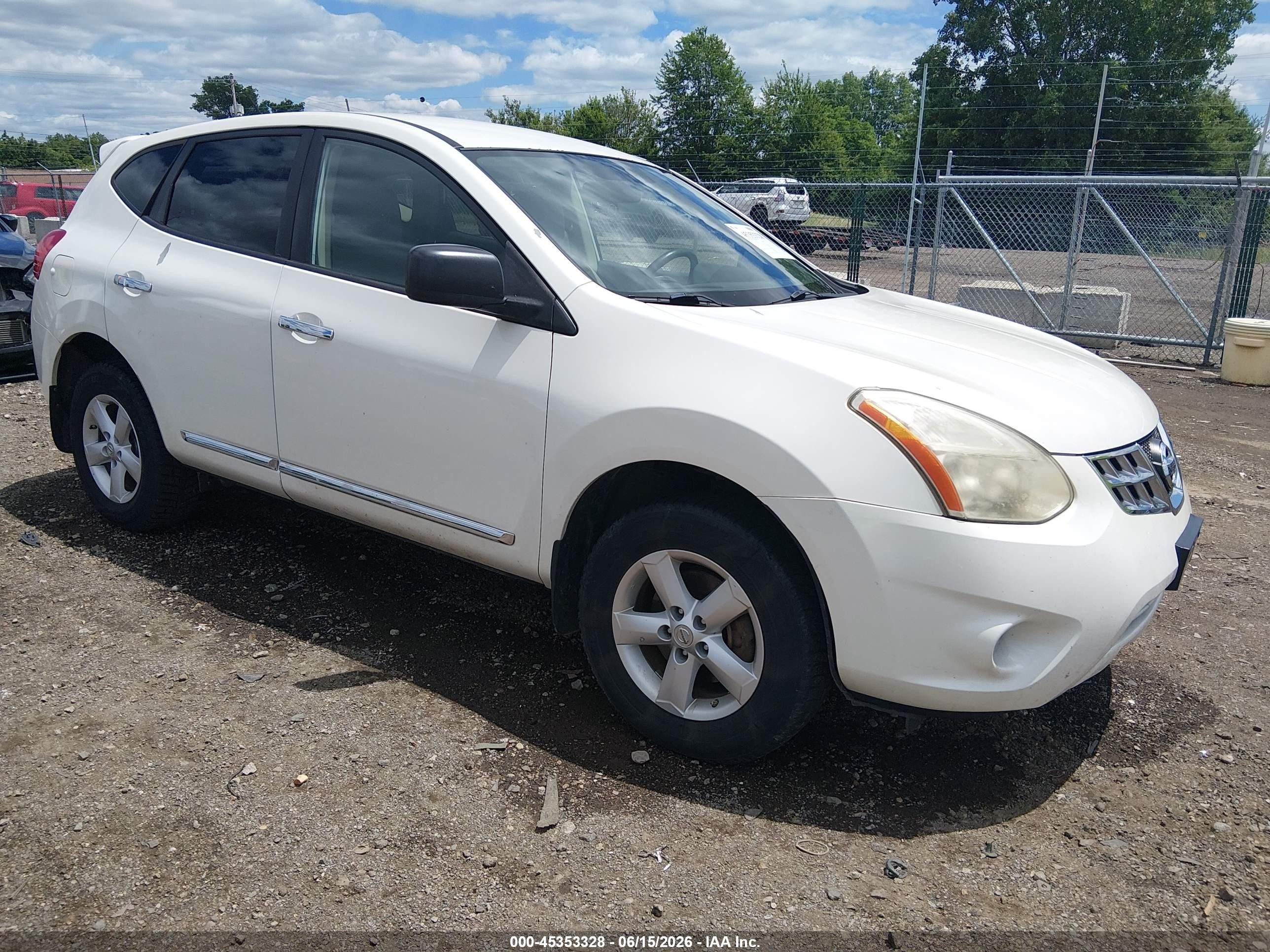 2012 Nissan Rogue S White vin: JN8AS5MV0CW360179
