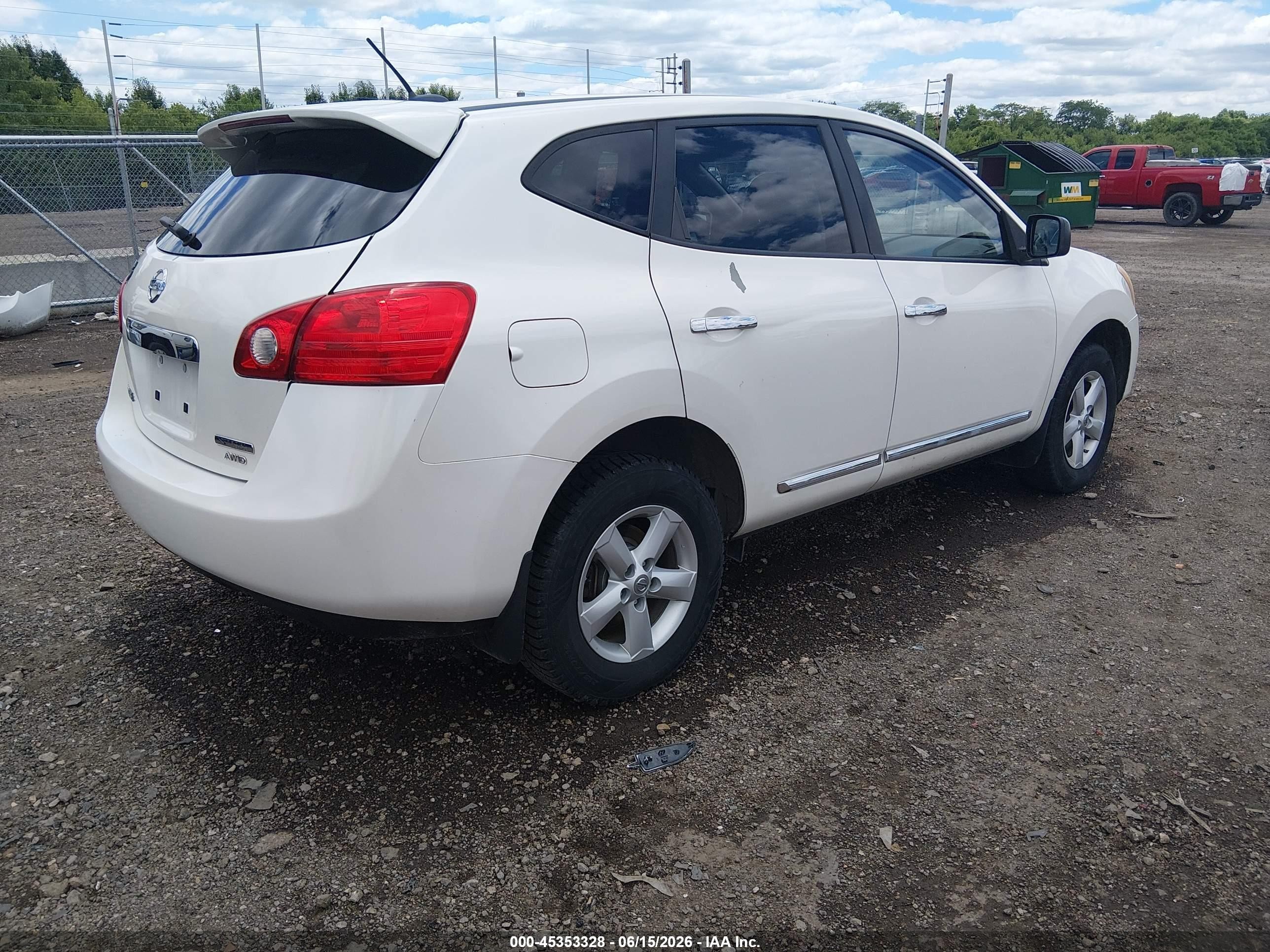 2012 Nissan Rogue S White vin: JN8AS5MV0CW360179