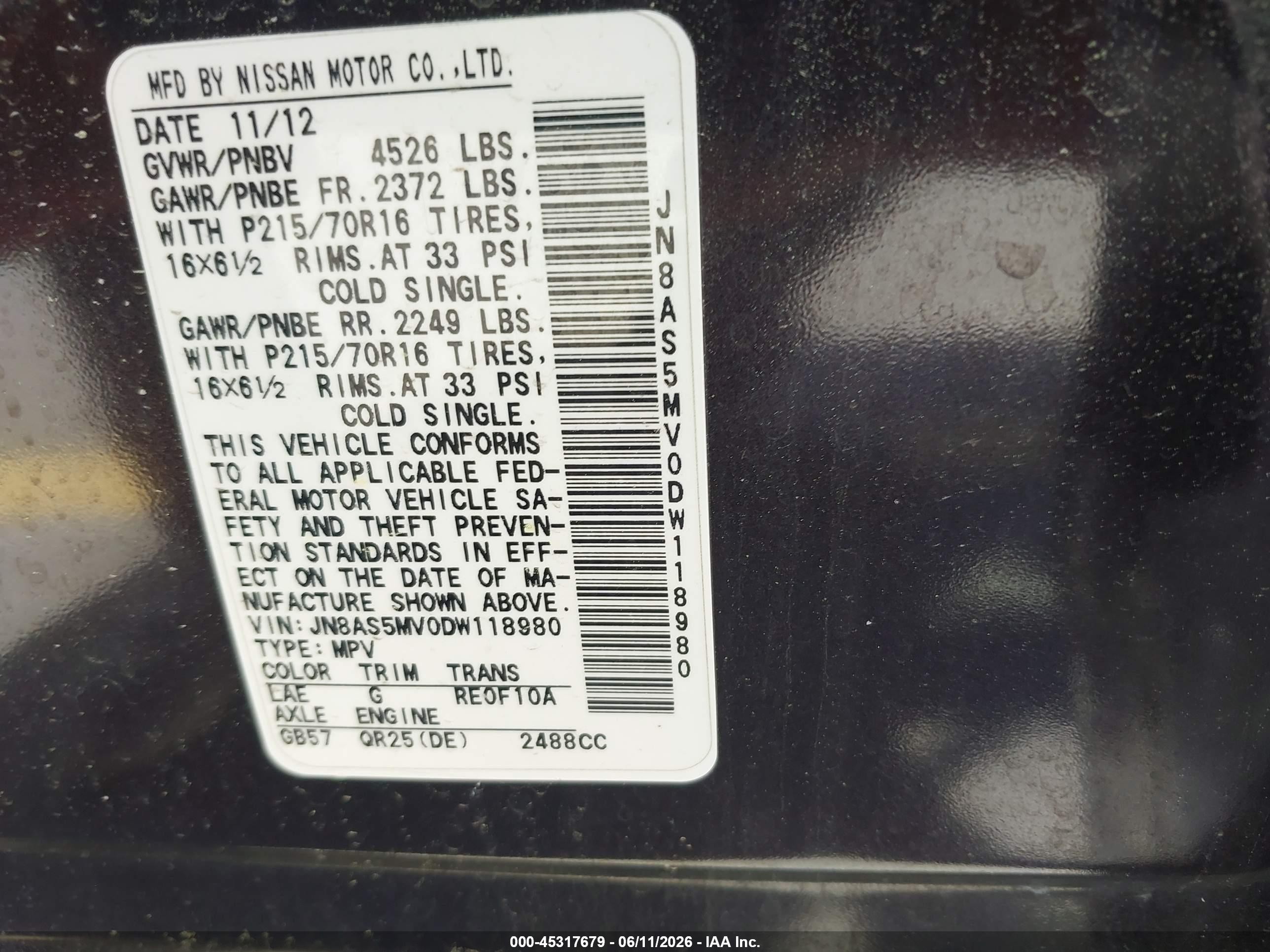 2013 Nissan Rogue S Purple vin: JN8AS5MV0DW118980