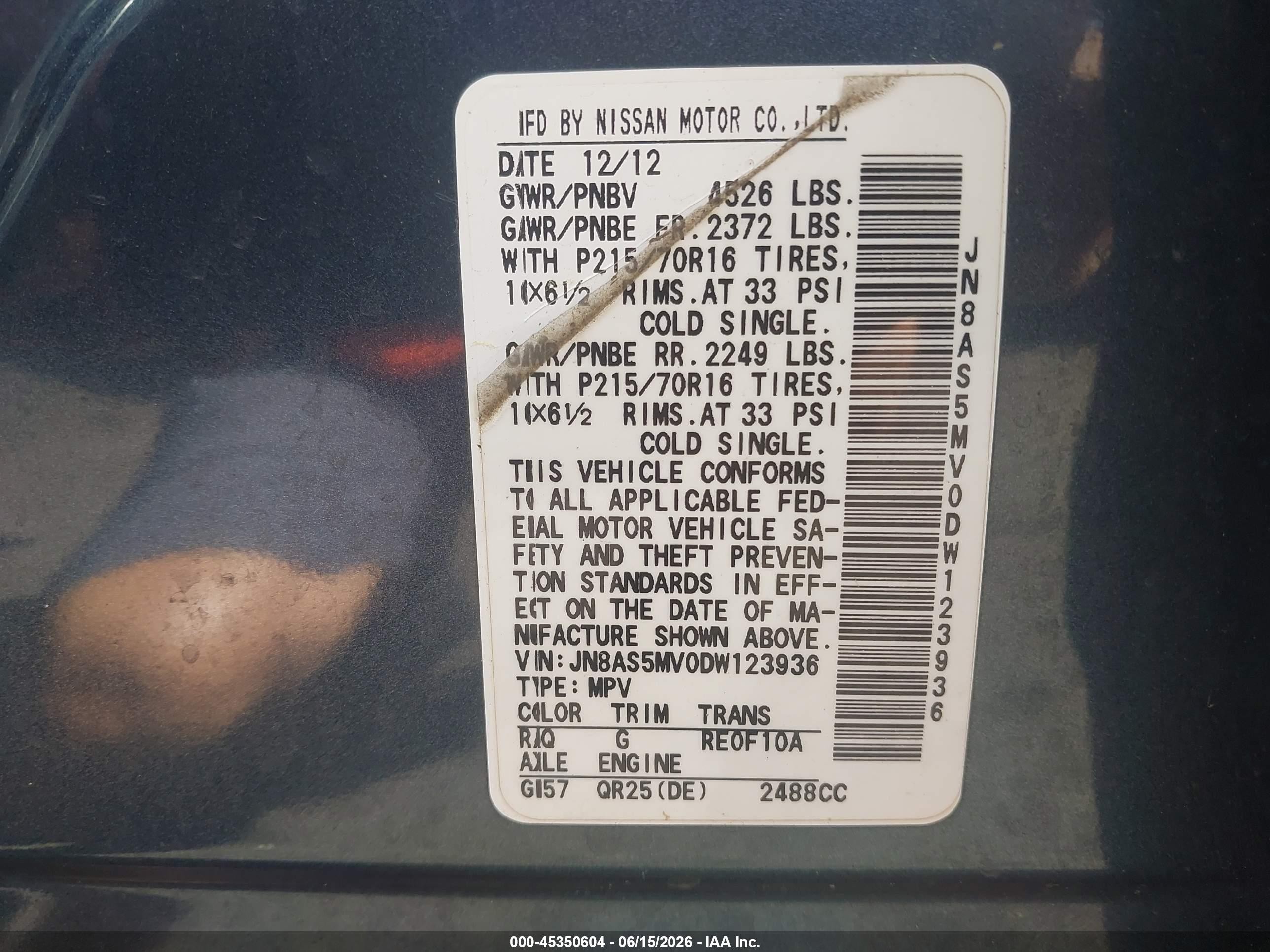 2013 Nissan Rogue S Blue vin: JN8AS5MV0DW123936
