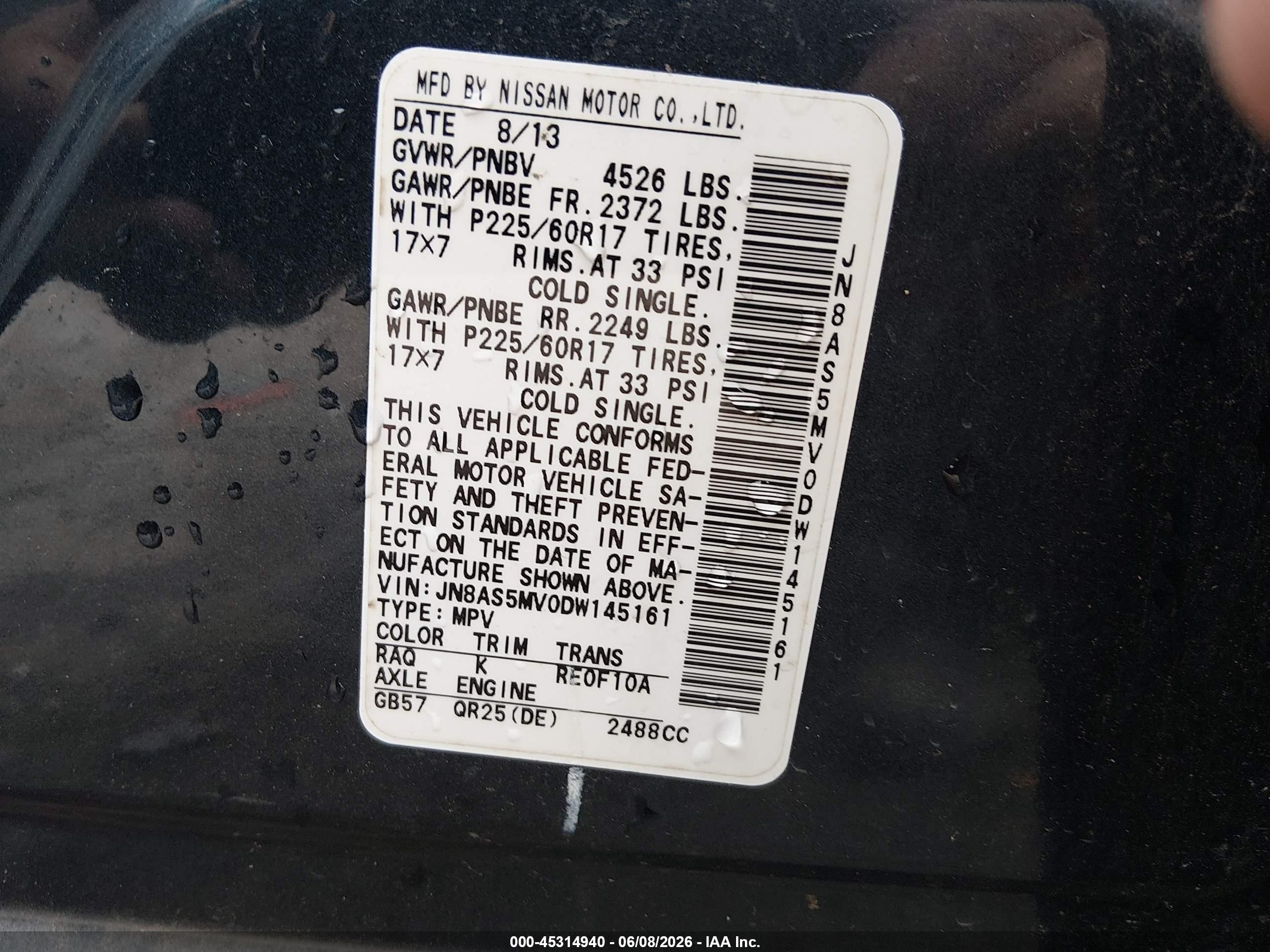 2013 Nissan Rogue Sv Gray vin: JN8AS5MV0DW145161