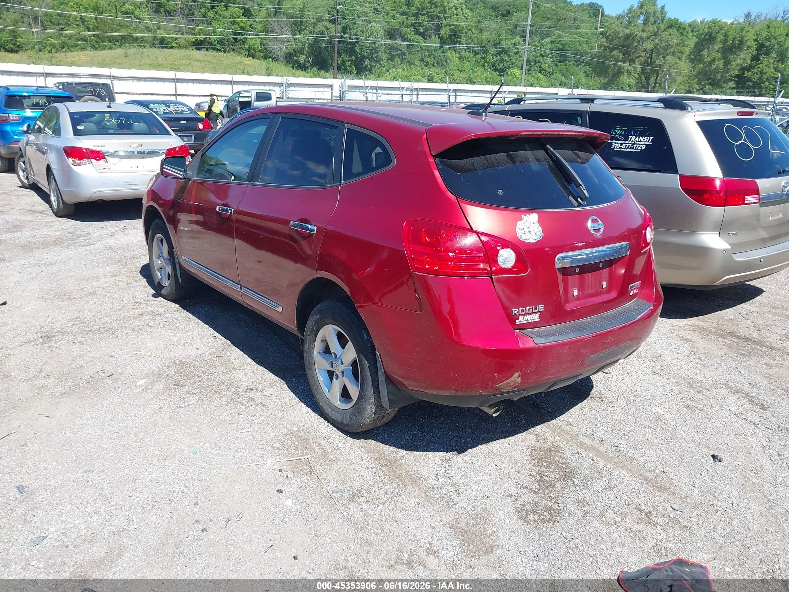 2013 Nissan Rogue S Red vin: JN8AS5MV0DW615849