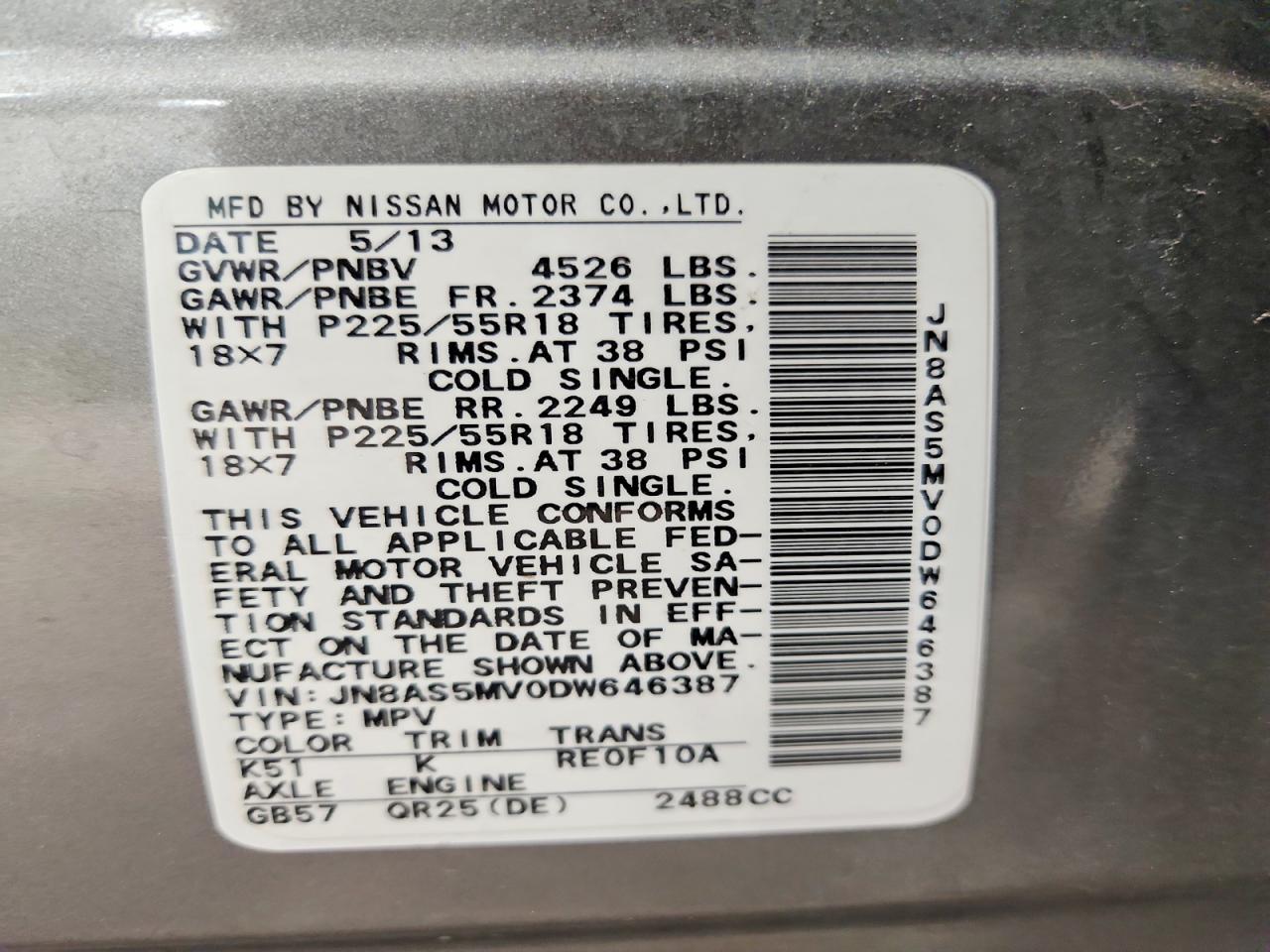 2013 Nissan Rogue S Gray vin: JN8AS5MV0DW646387
