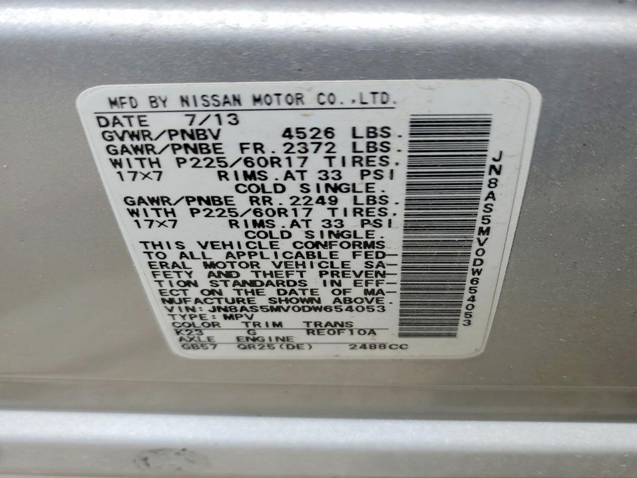 2013 Nissan Rogue S Silver vin: JN8AS5MV0DW654053