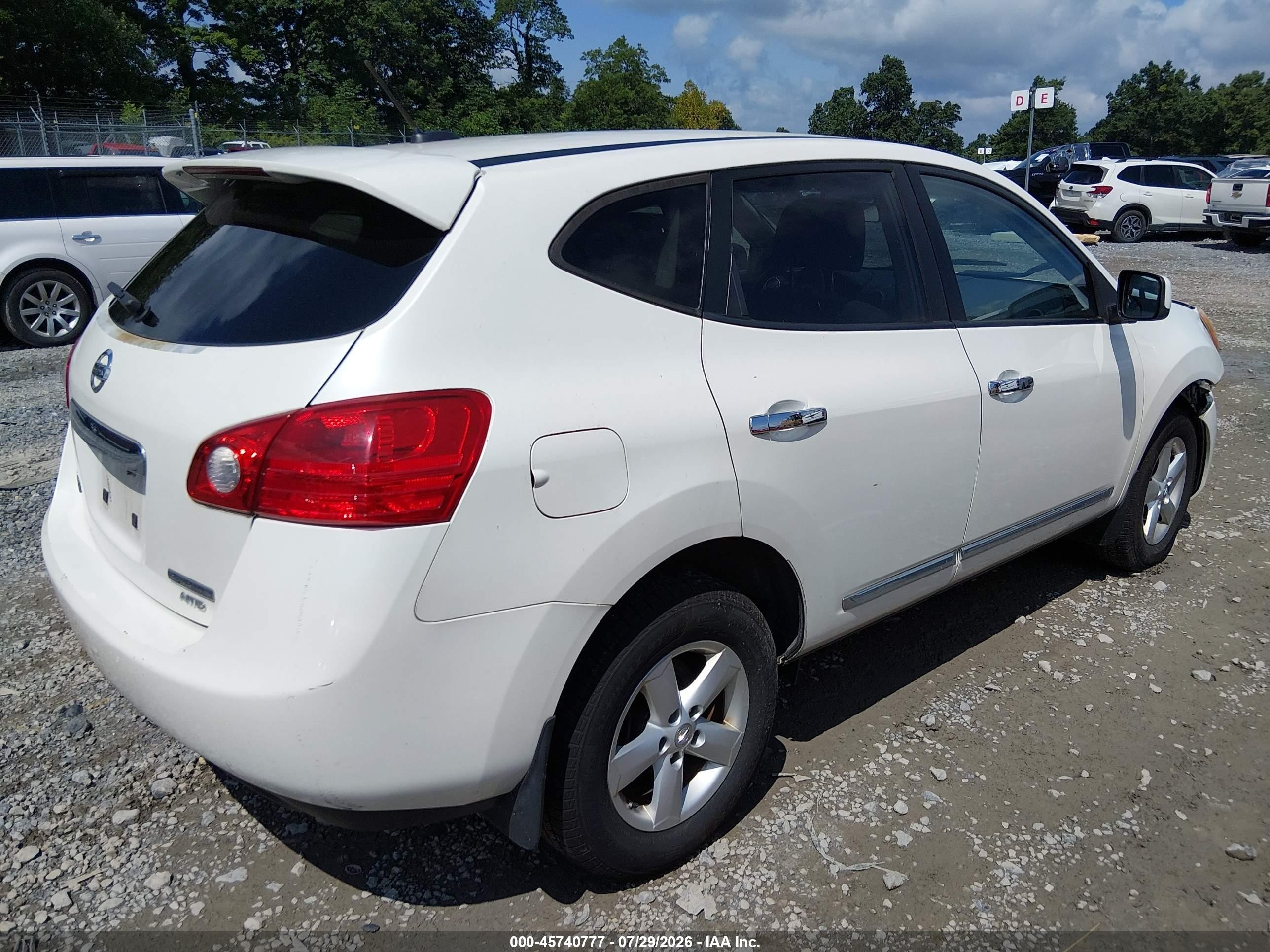 2013 Nissan Rogue S White vin: JN8AS5MV0DW660306