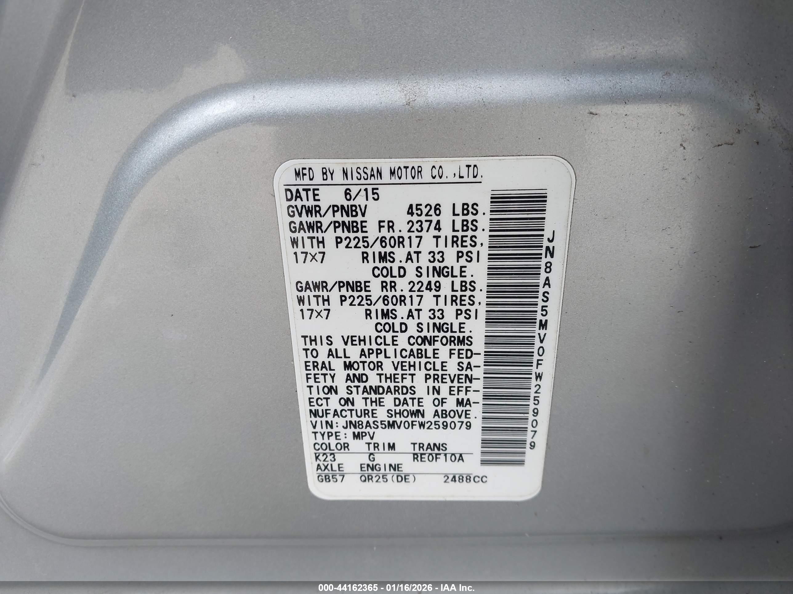 2015 Nissan Rogue Select S Silver vin: JN8AS5MV0FW259079
