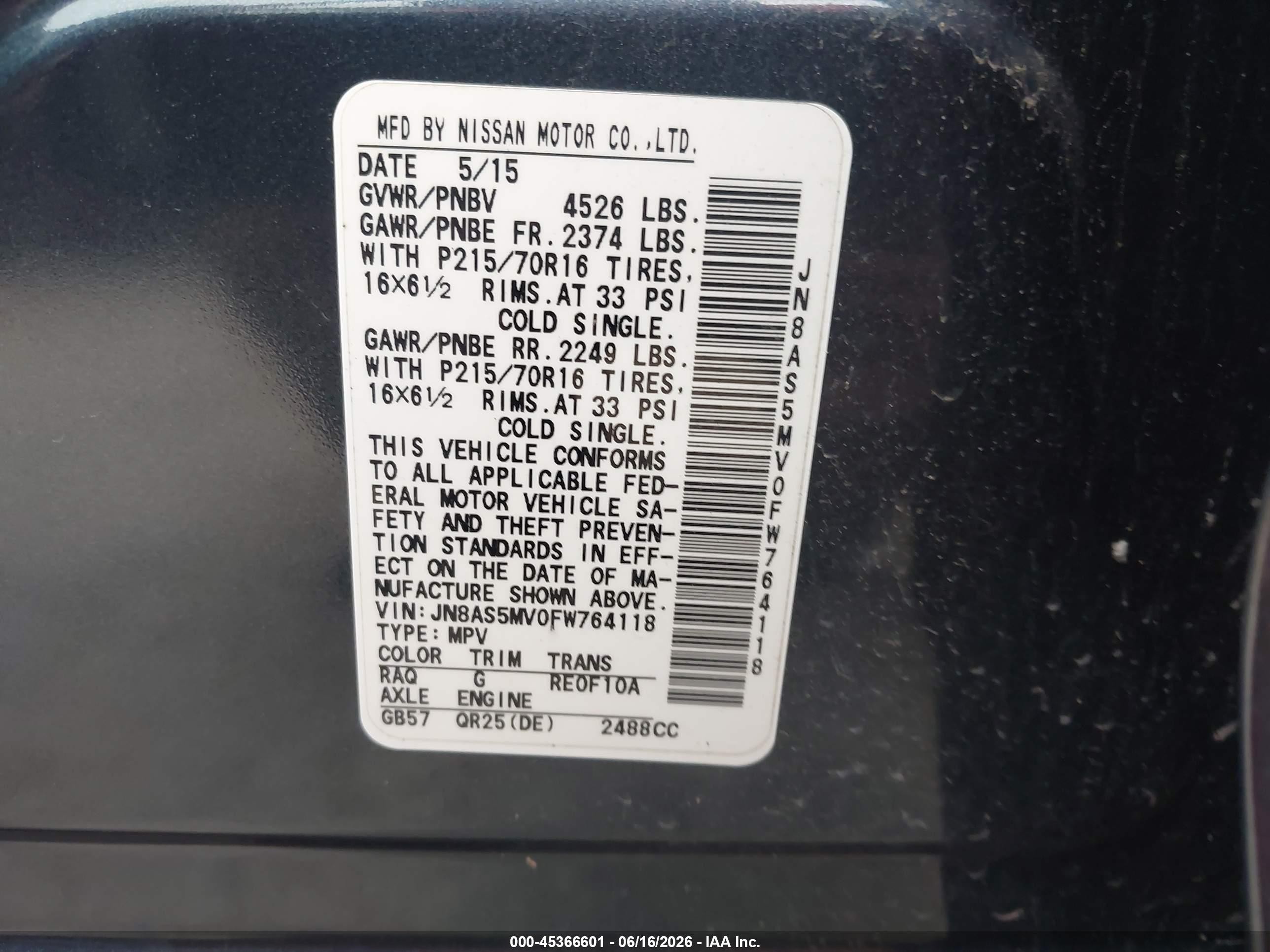 2015 Nissan Rogue Select S Blue vin: JN8AS5MV0FW764118