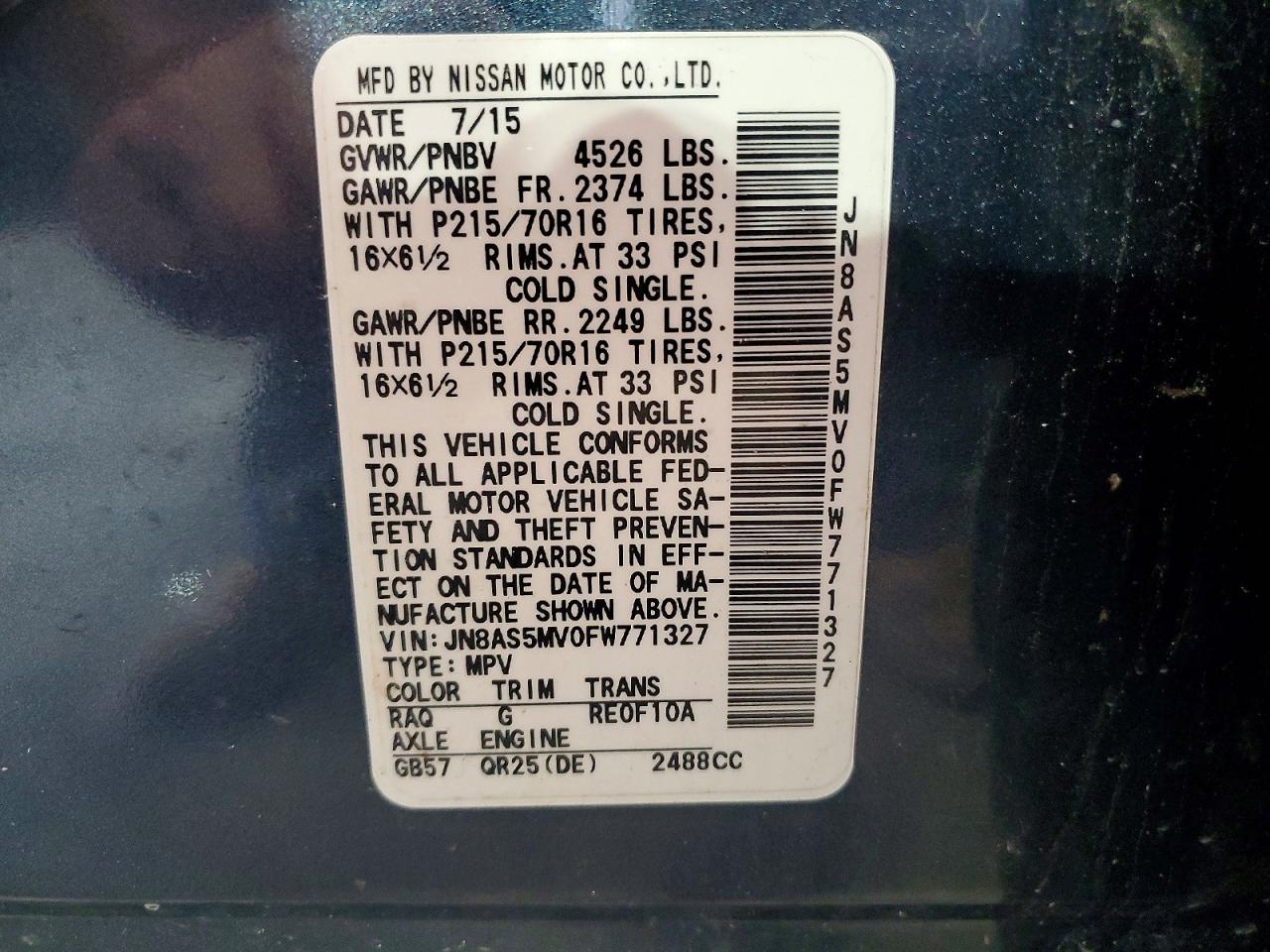 2015 Nissan Rogue Select S Gray vin: JN8AS5MV0FW771327