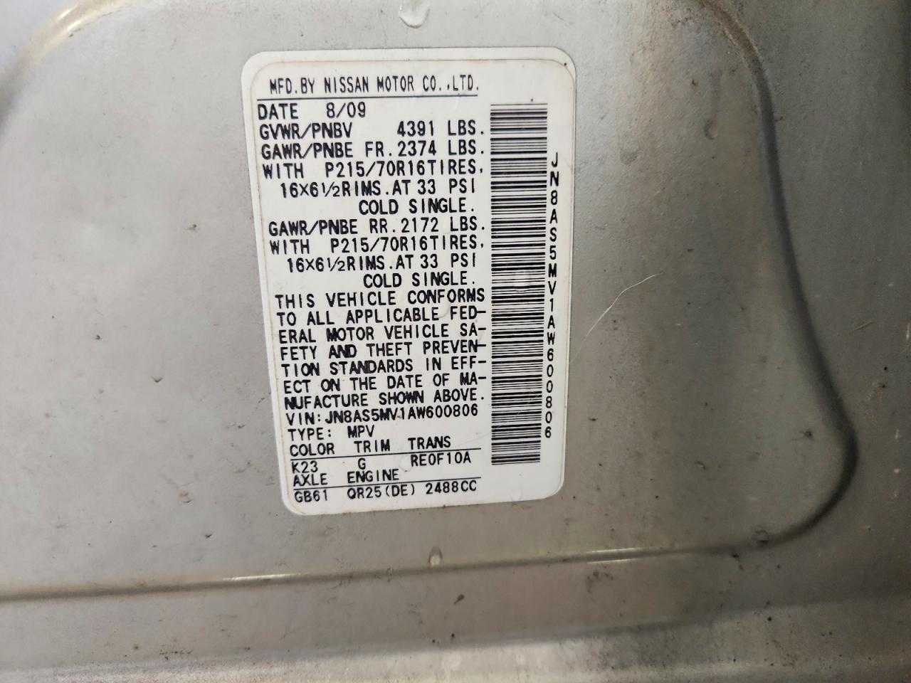 2010 Nissan Rogue S Silver vin: JN8AS5MV1AW600806