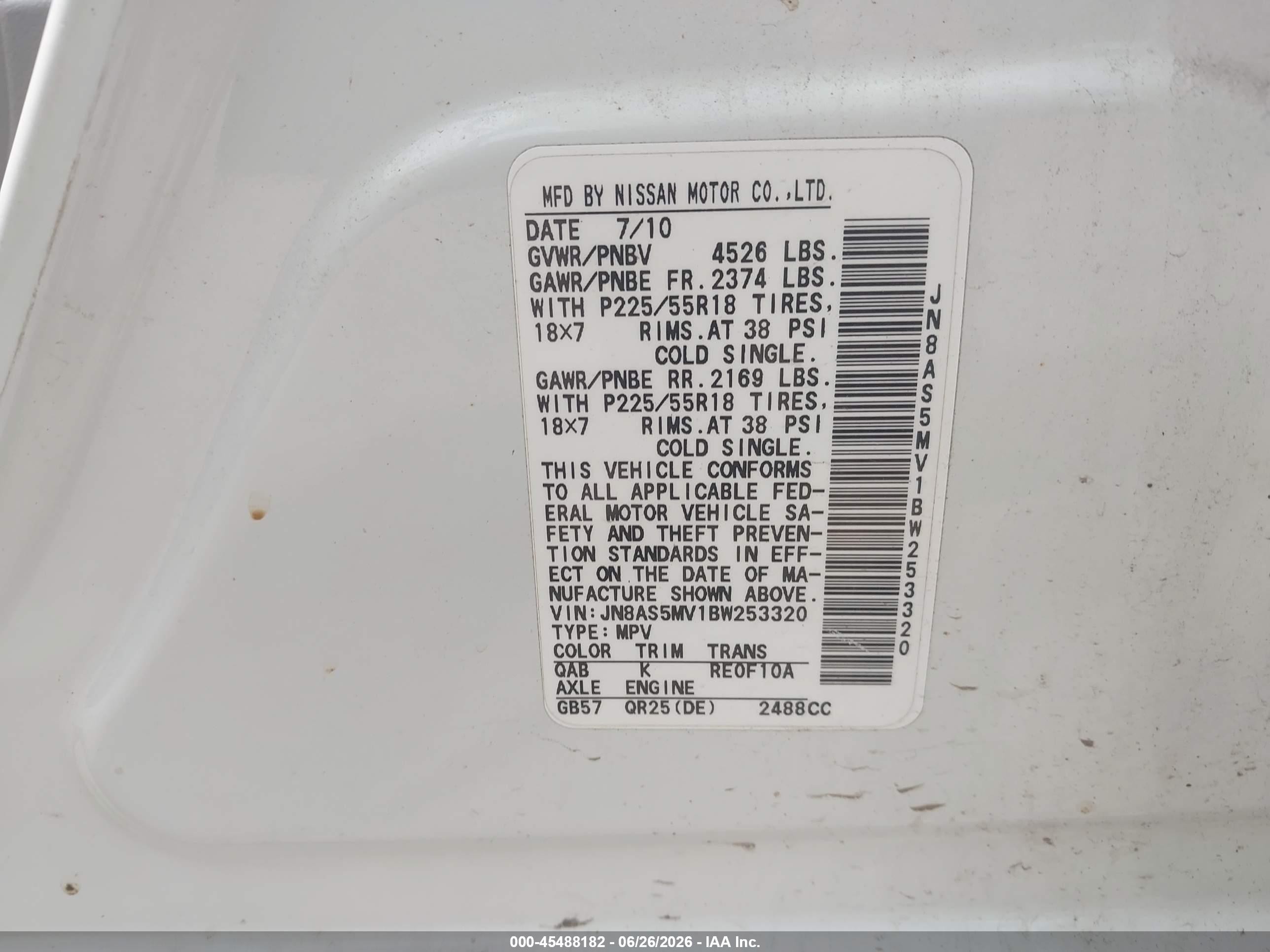 2011 Nissan Rogue Sv White vin: JN8AS5MV1BW253320