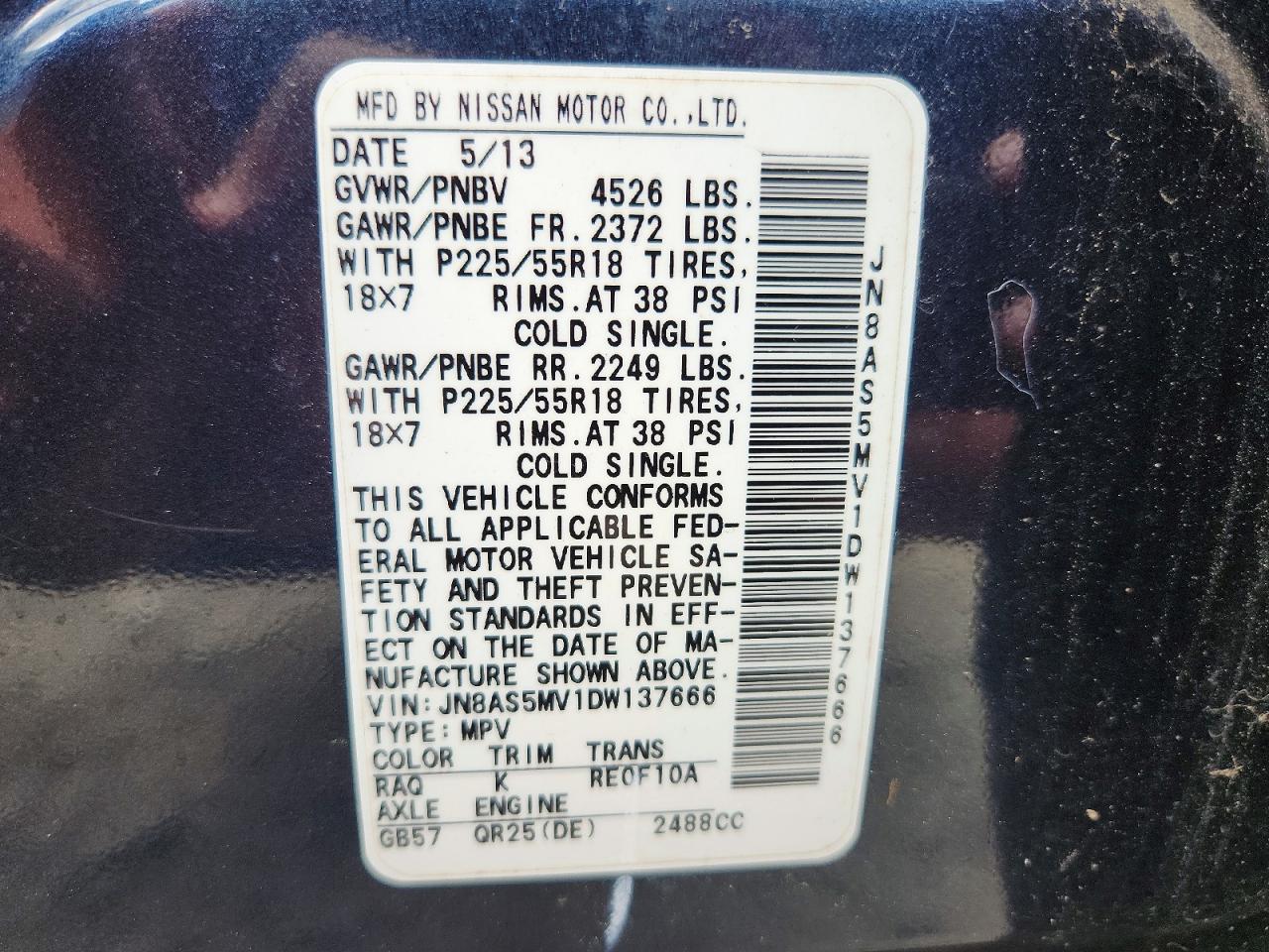 2013 Nissan Rogue S Blue vin: JN8AS5MV1DW137666