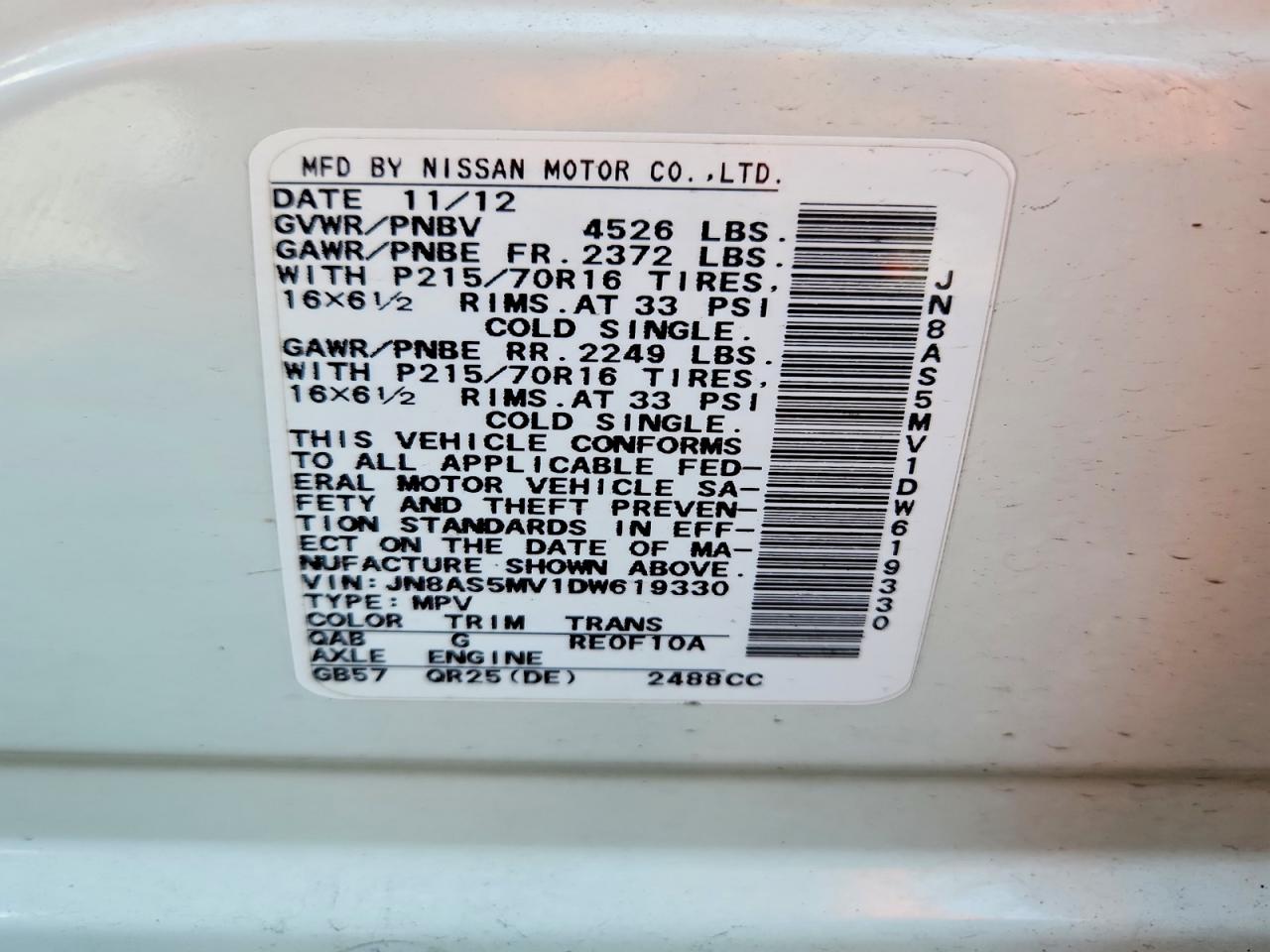 2013 Nissan Rogue S White vin: JN8AS5MV1DW619330