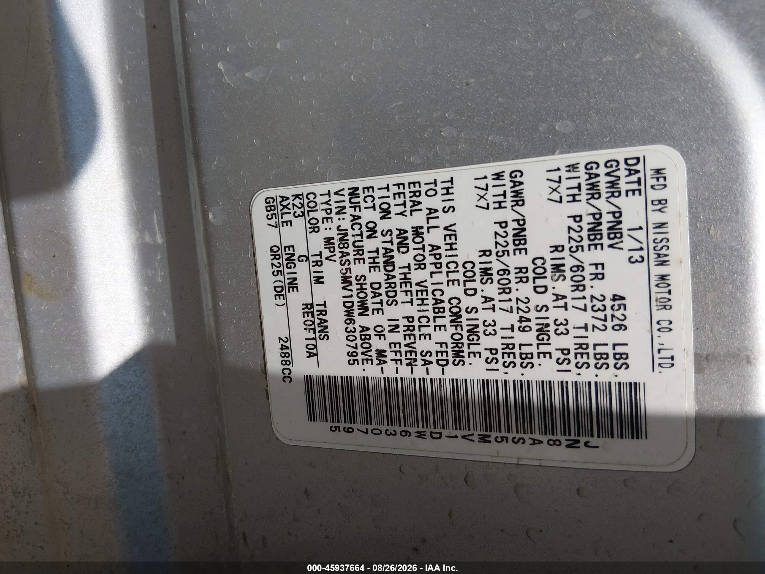 2013 Nissan Rogue Sv Silver vin: JN8AS5MV1DW630795