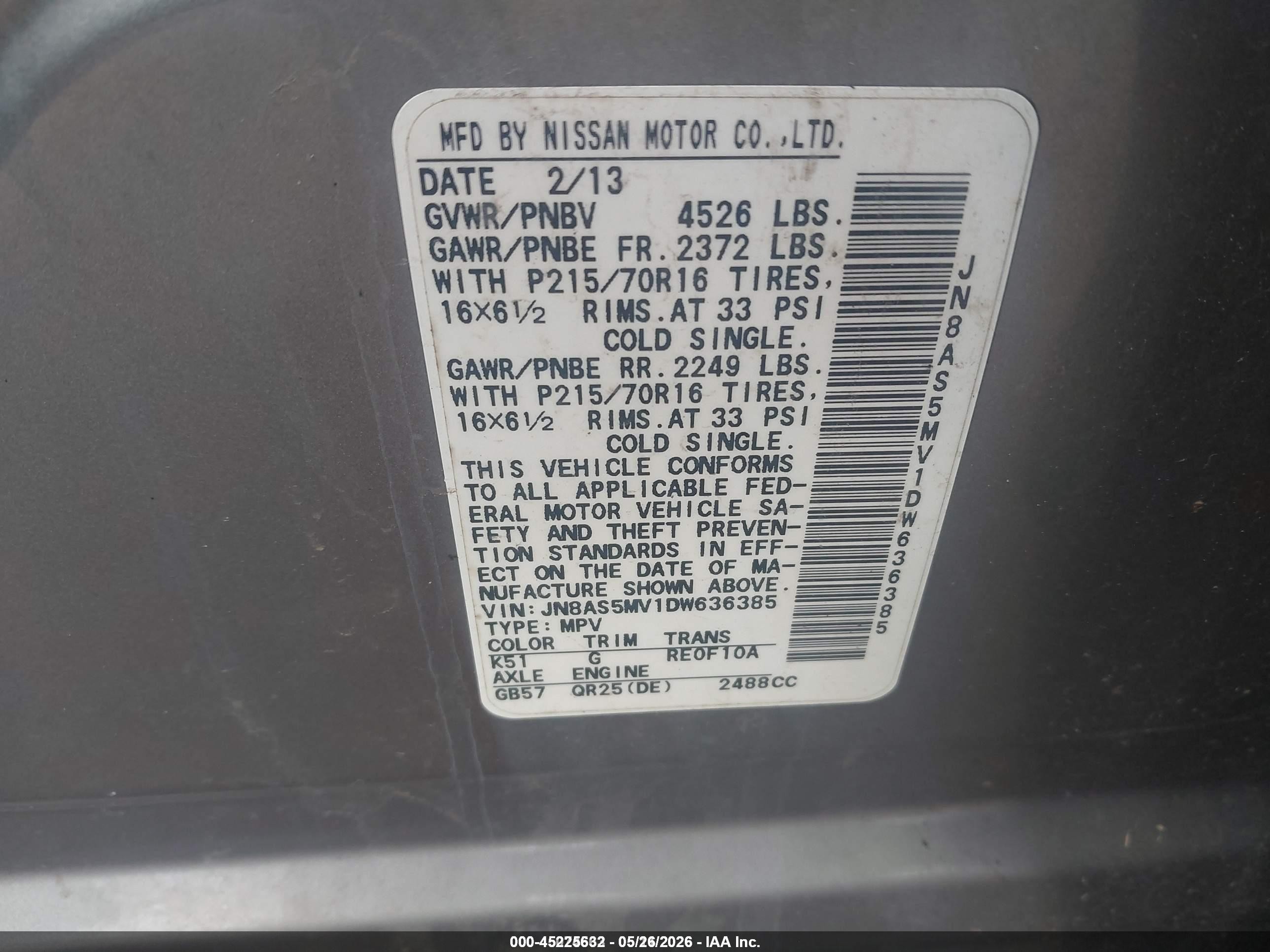2013 Nissan Rogue S Gray vin: JN8AS5MV1DW636385