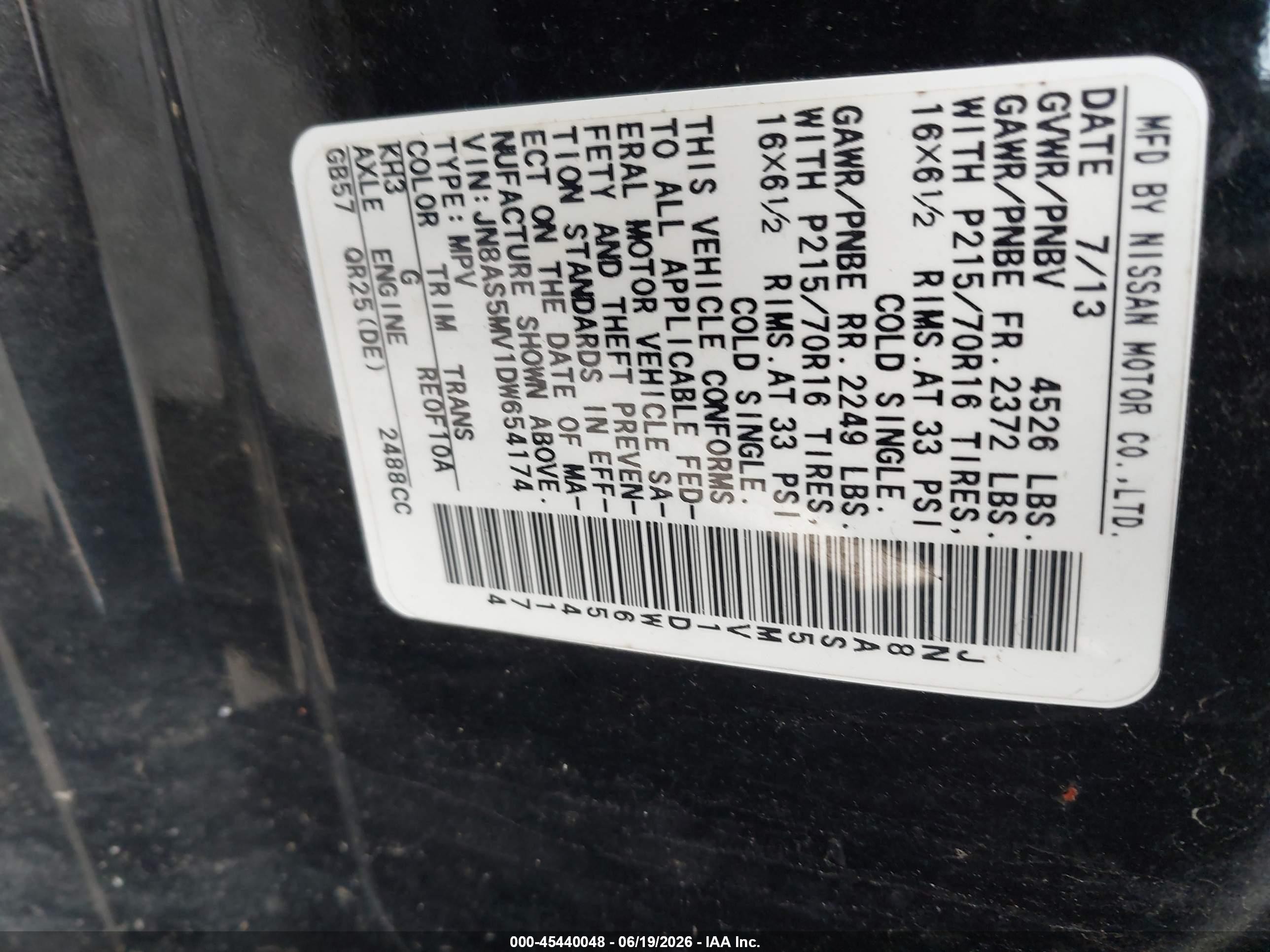 2013 Nissan Rogue S Black vin: JN8AS5MV1DW654174