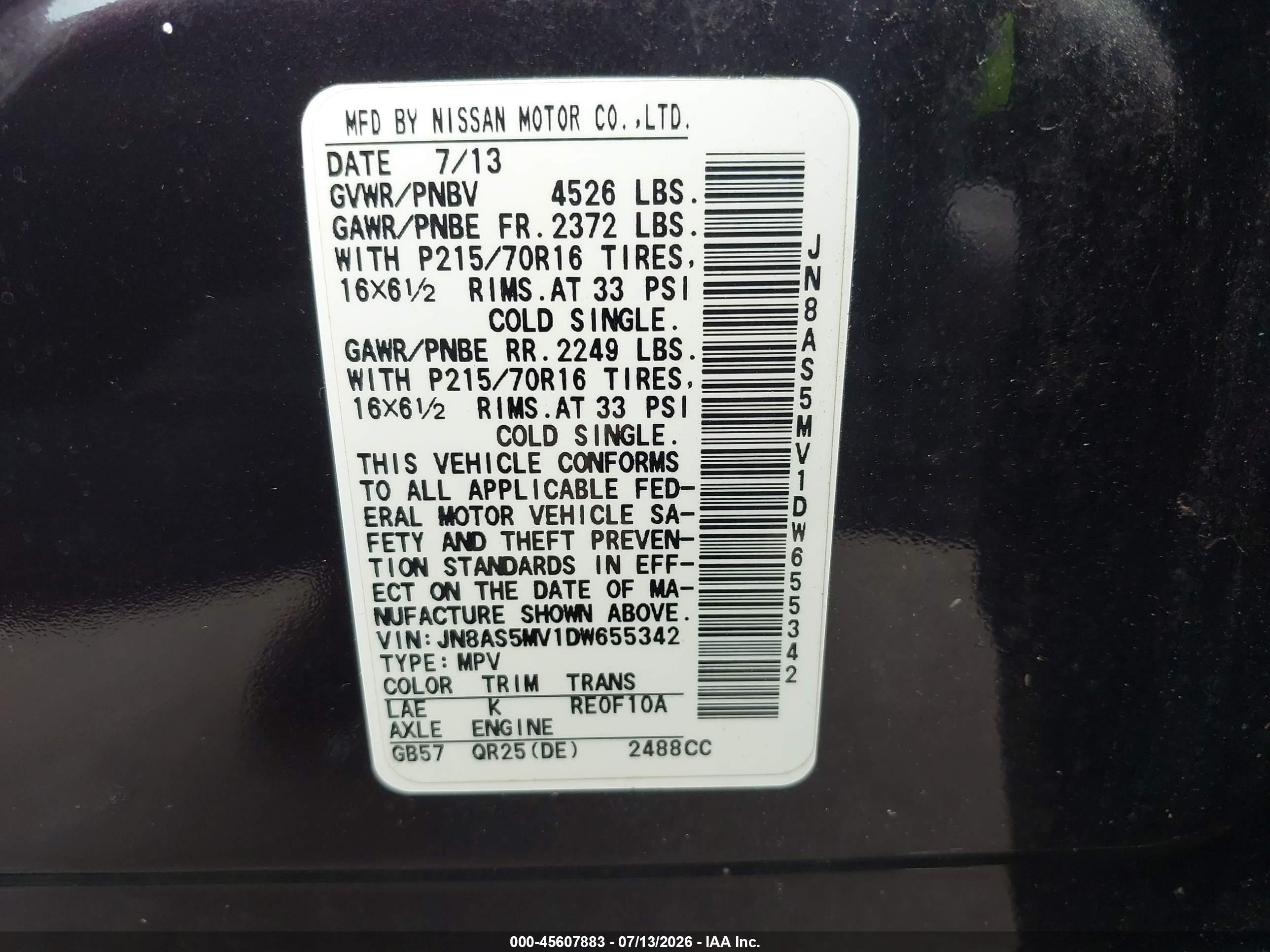 2013 Nissan Rogue S Purple vin: JN8AS5MV1DW655342