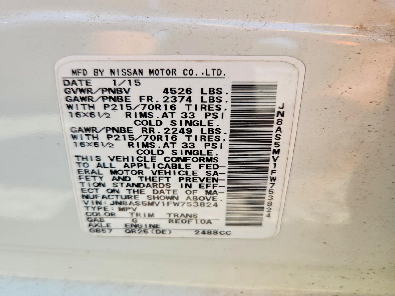 2015 Nissan Rogue Select S White vin: JN8AS5MV1FW753824