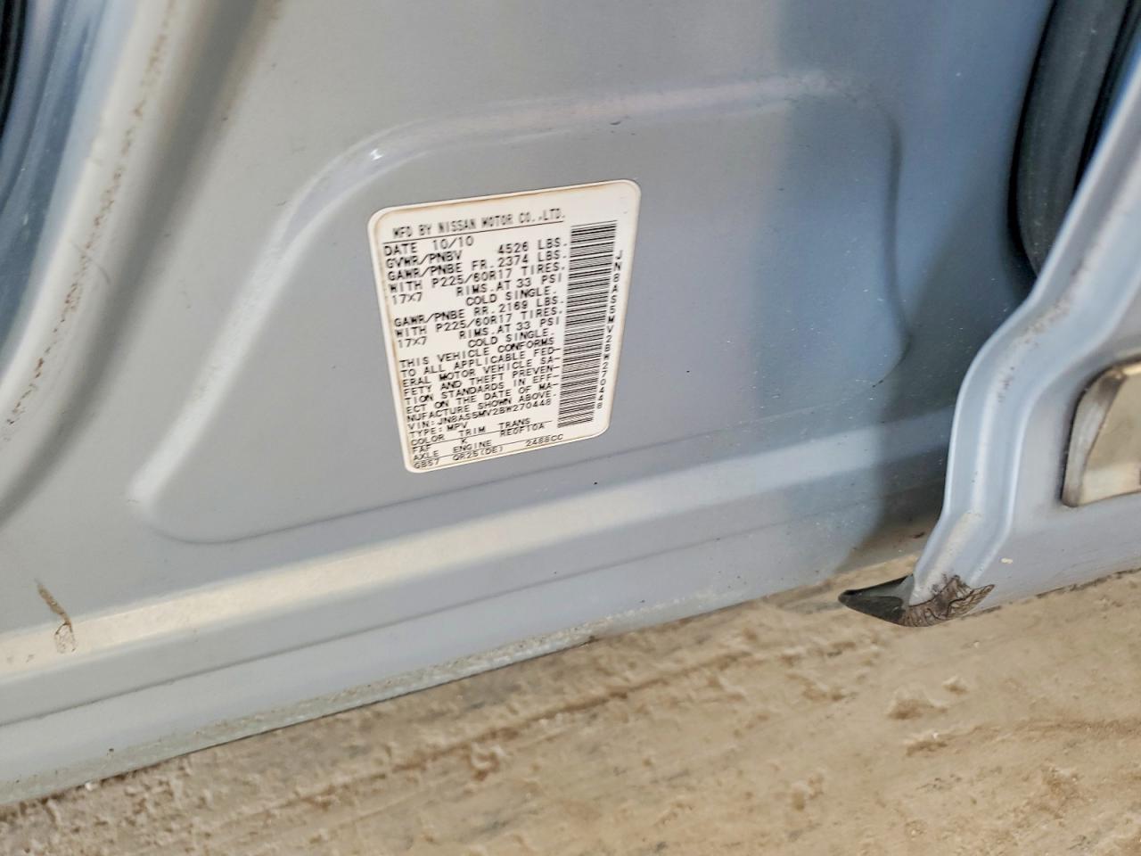 2011 Nissan Rogue S/sv/krom Серебряный vin: JN8AS5MV2BW270448