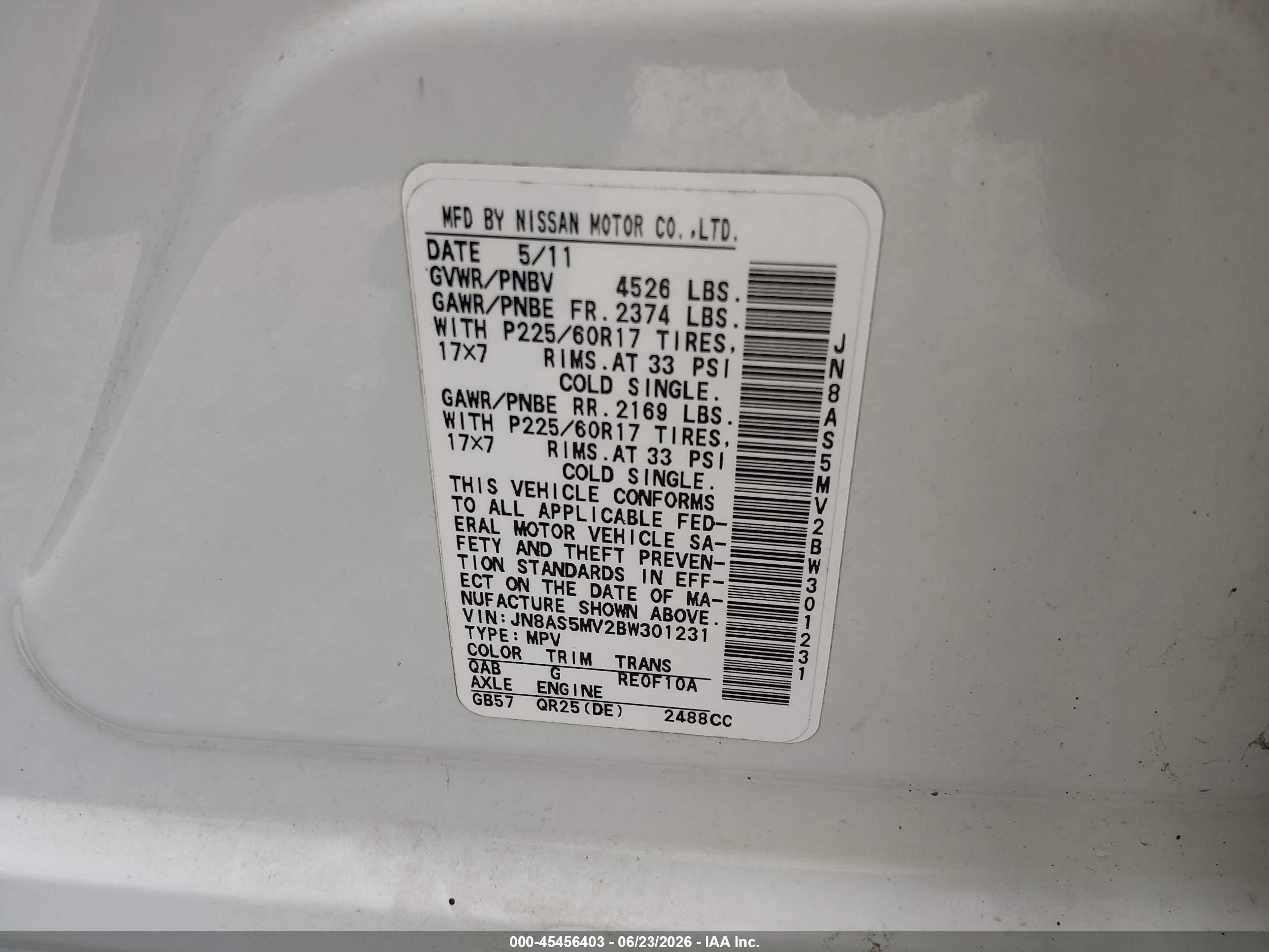 2011 Nissan Rogue Sv White vin: JN8AS5MV2BW301231