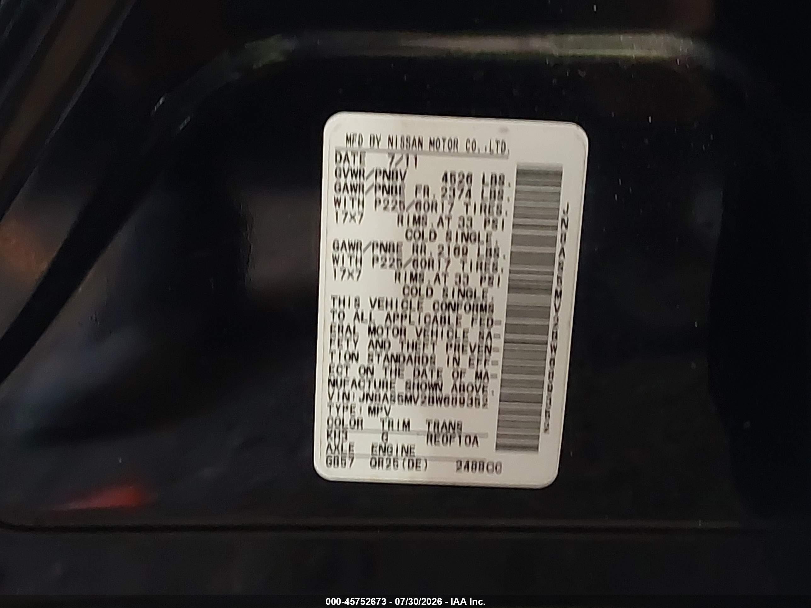 2011 Nissan Rogue Sv Black vin: JN8AS5MV2BW689352