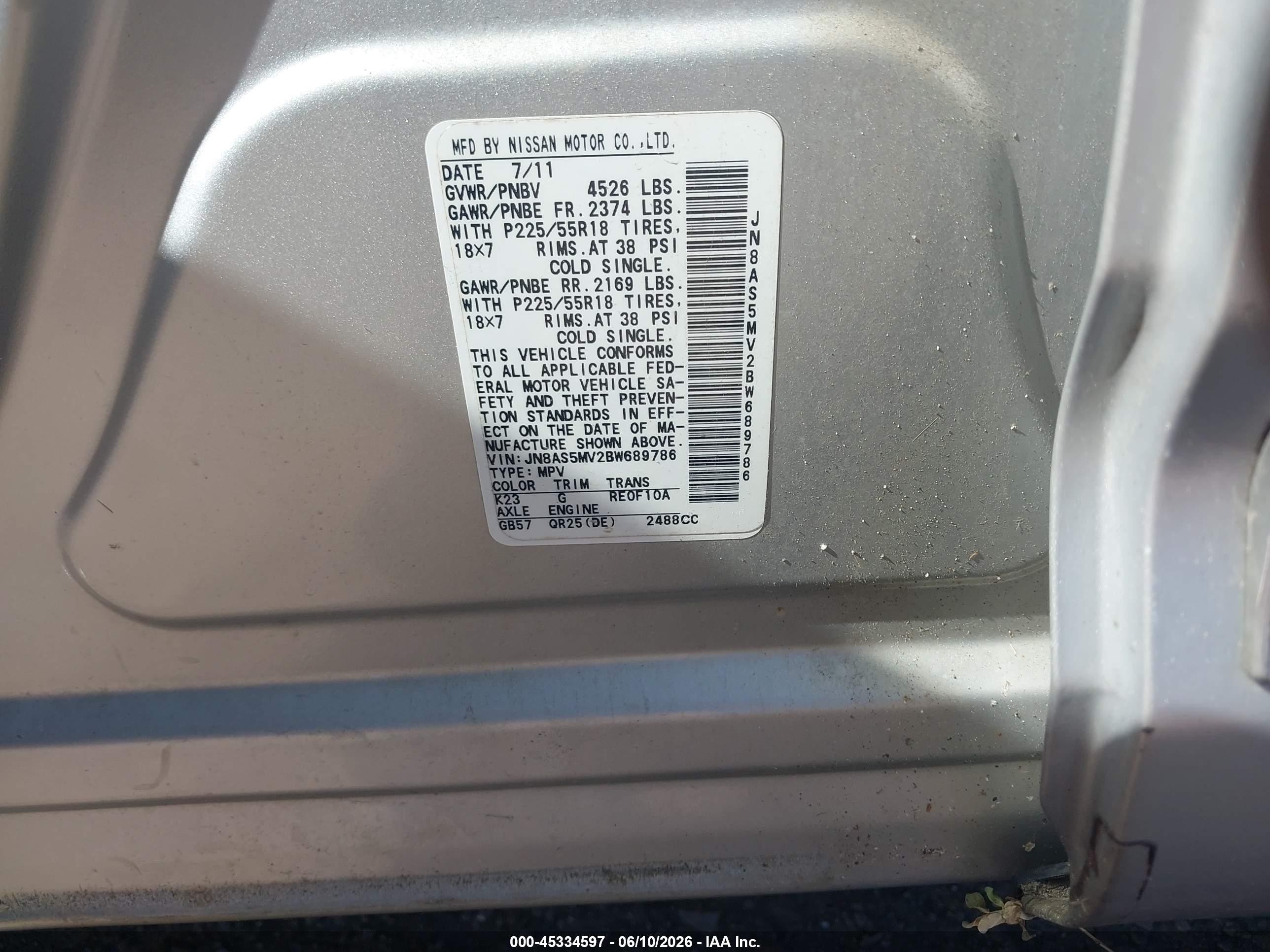 2011 Nissan Rogue Sv Silver vin: JN8AS5MV2BW689786