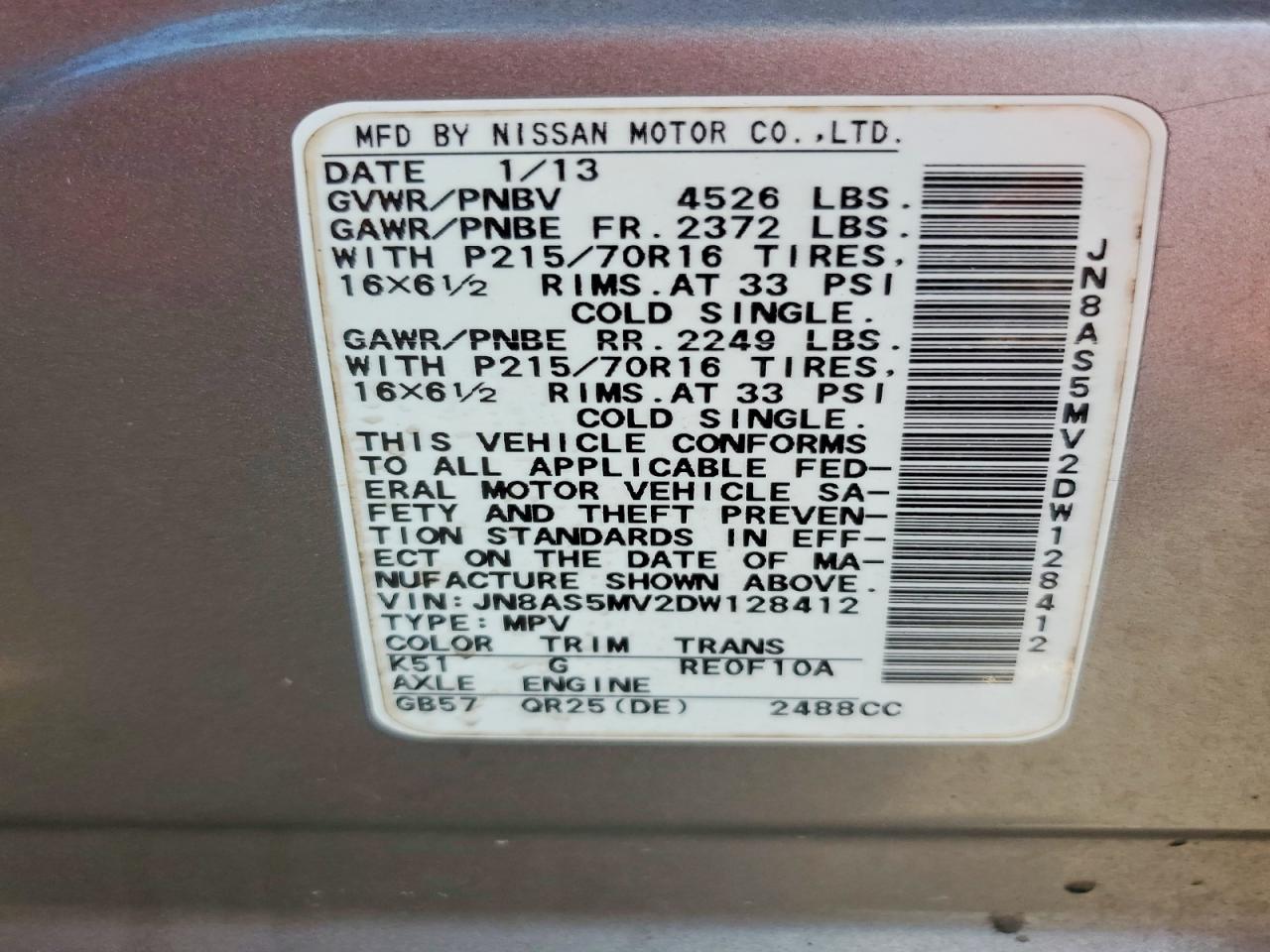 2013 Nissan Rogue S Gray vin: JN8AS5MV2DW128412